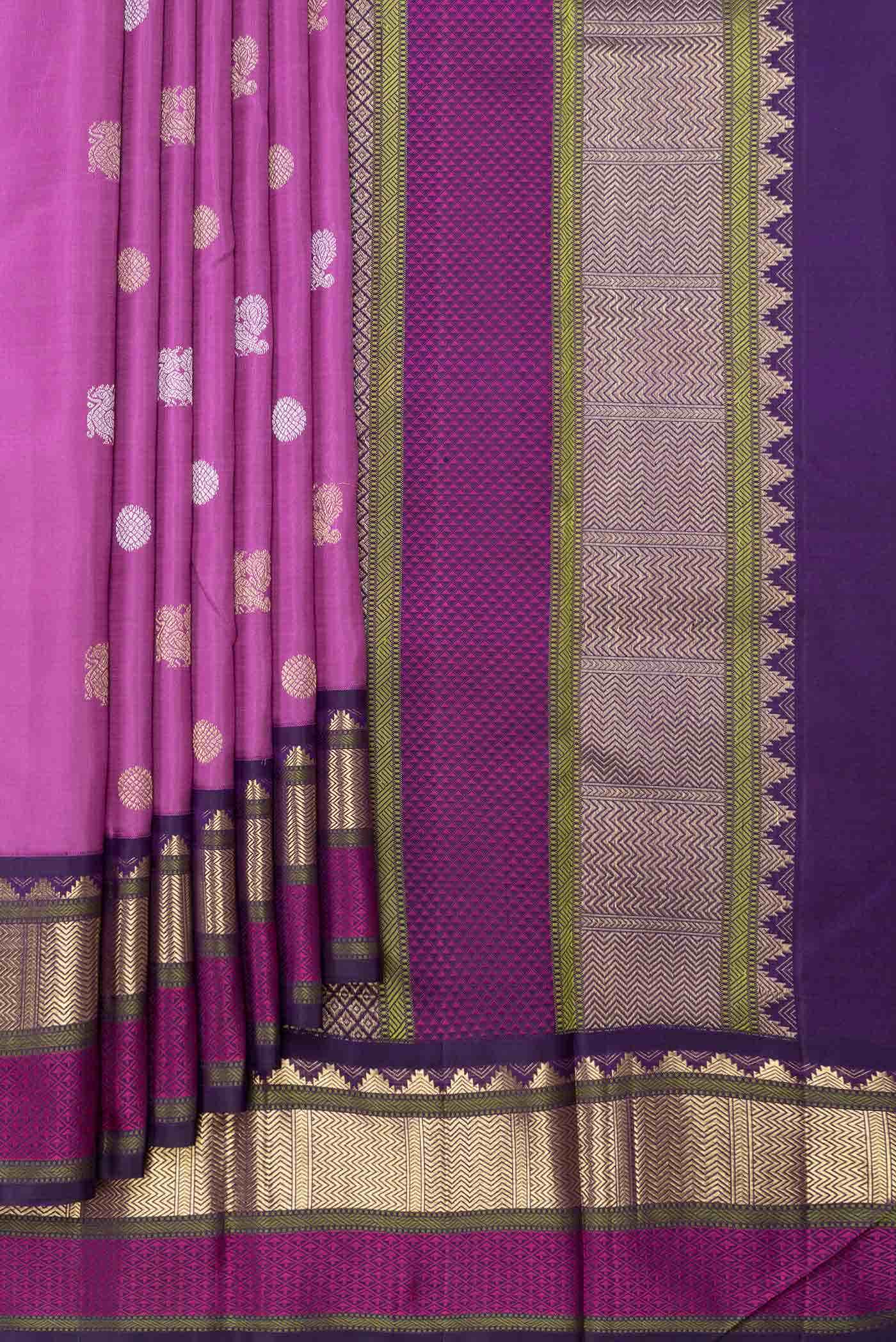 Pure Silk Pure Zari Pink Dual Tone Kanchipuram Saree