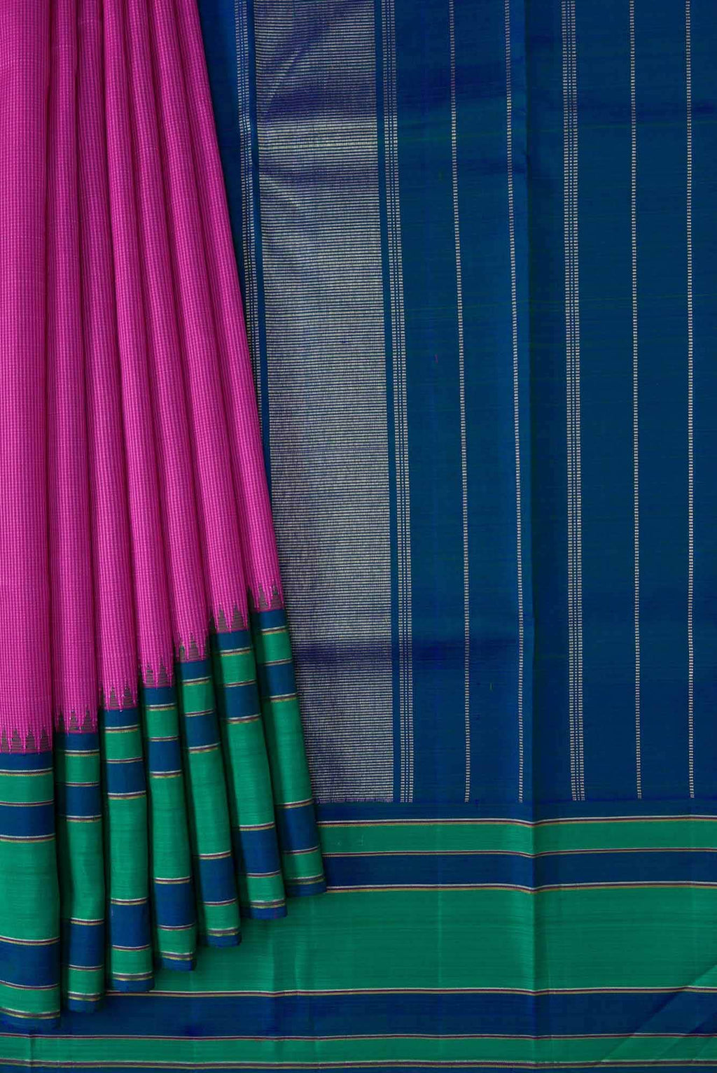 Pure Silk Pure Zari Purple Dual Tone Kanchipuram Saree