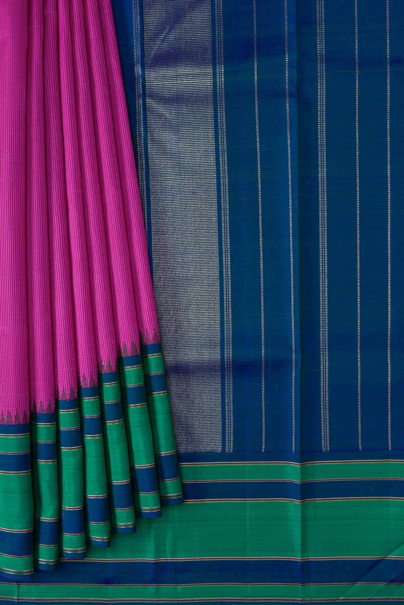 Pure Silk Pure Zari Purple Dual Tone Kanchipuram Saree