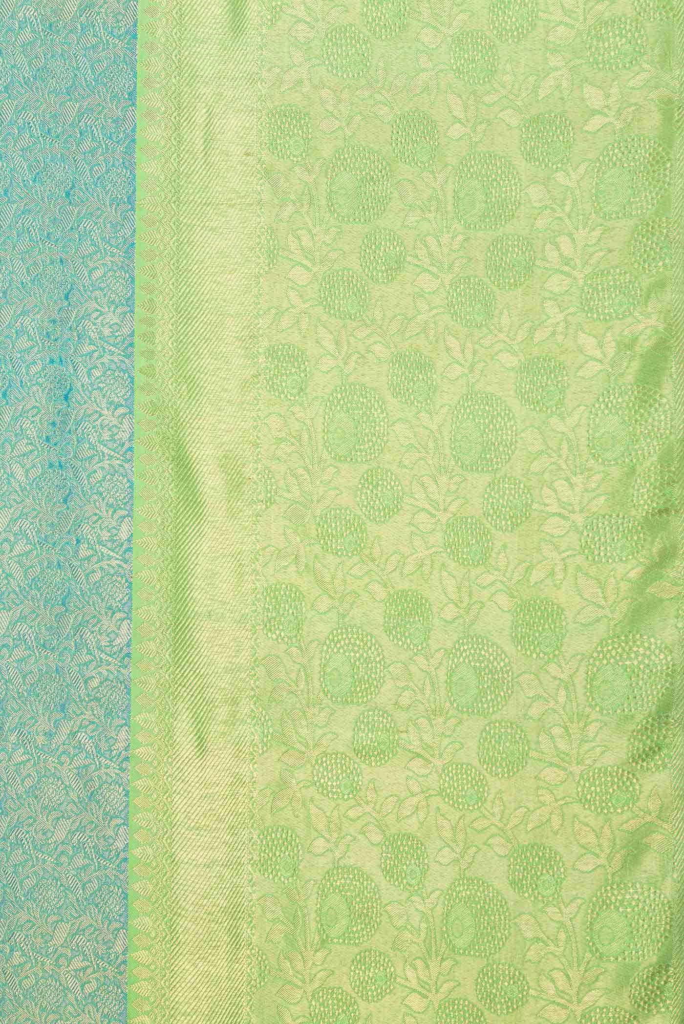 Pure Silk Pure Zari Peacock Blue Kanchipuram Saree