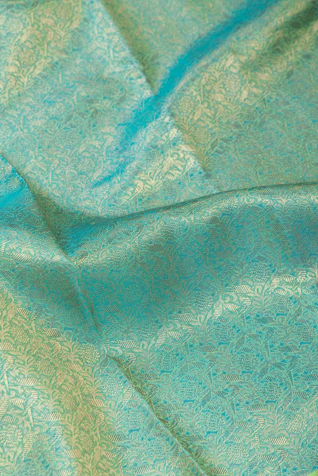 Pure Silk Pure Zari Peacock Blue Kanchipuram Saree