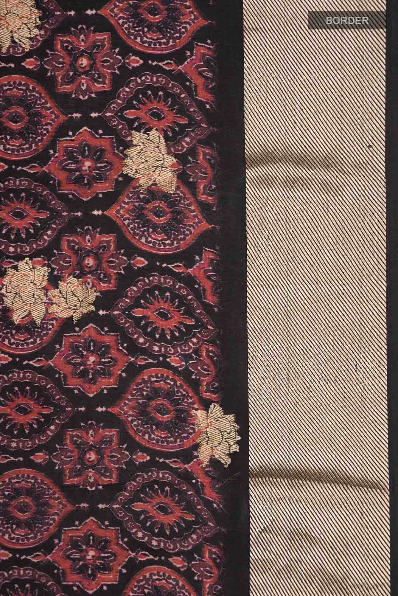 Black Printed Silk Saree