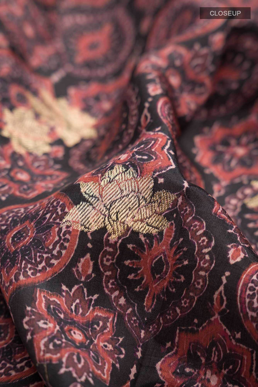 Black Printed Silk Saree
