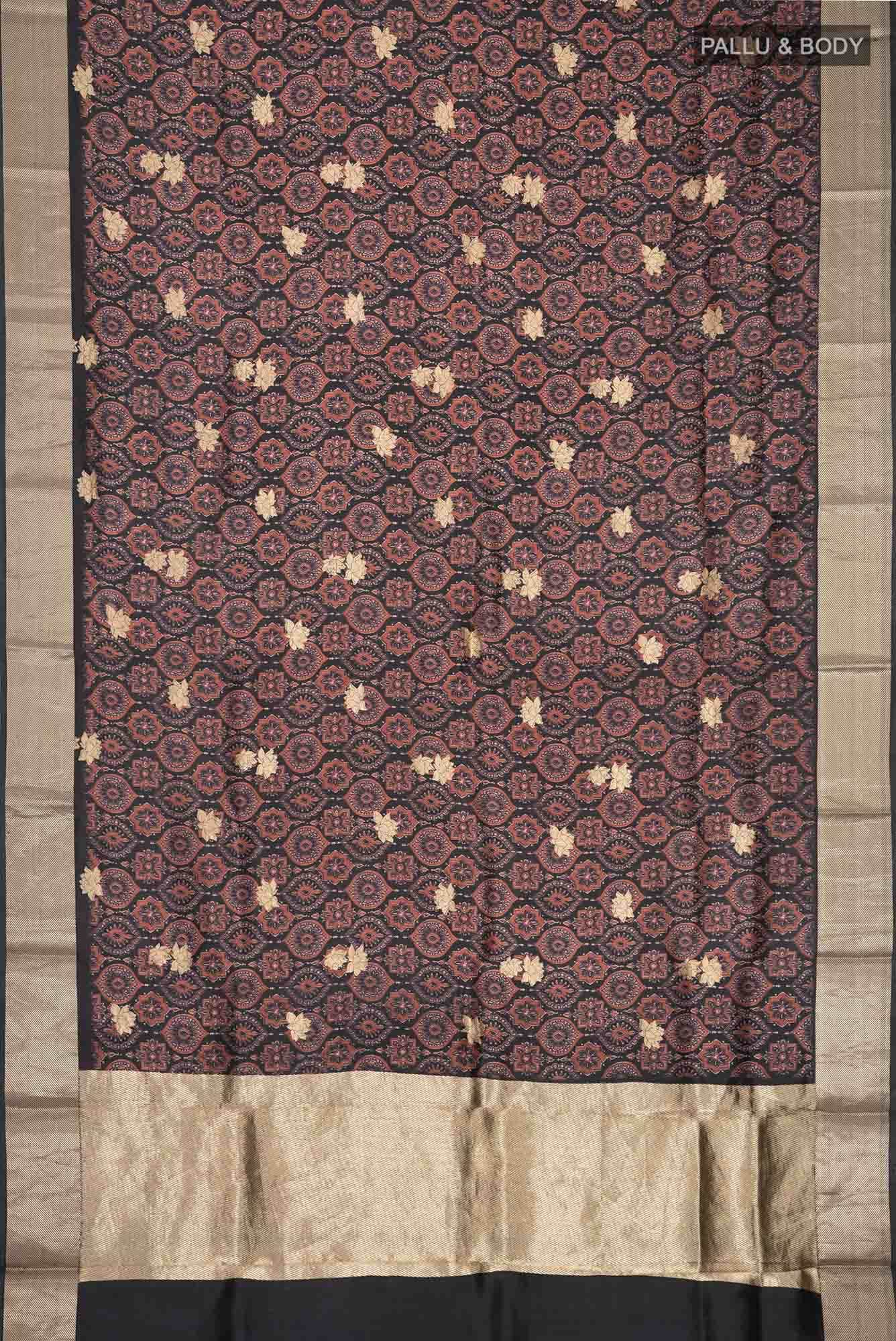 Black Printed Silk Saree