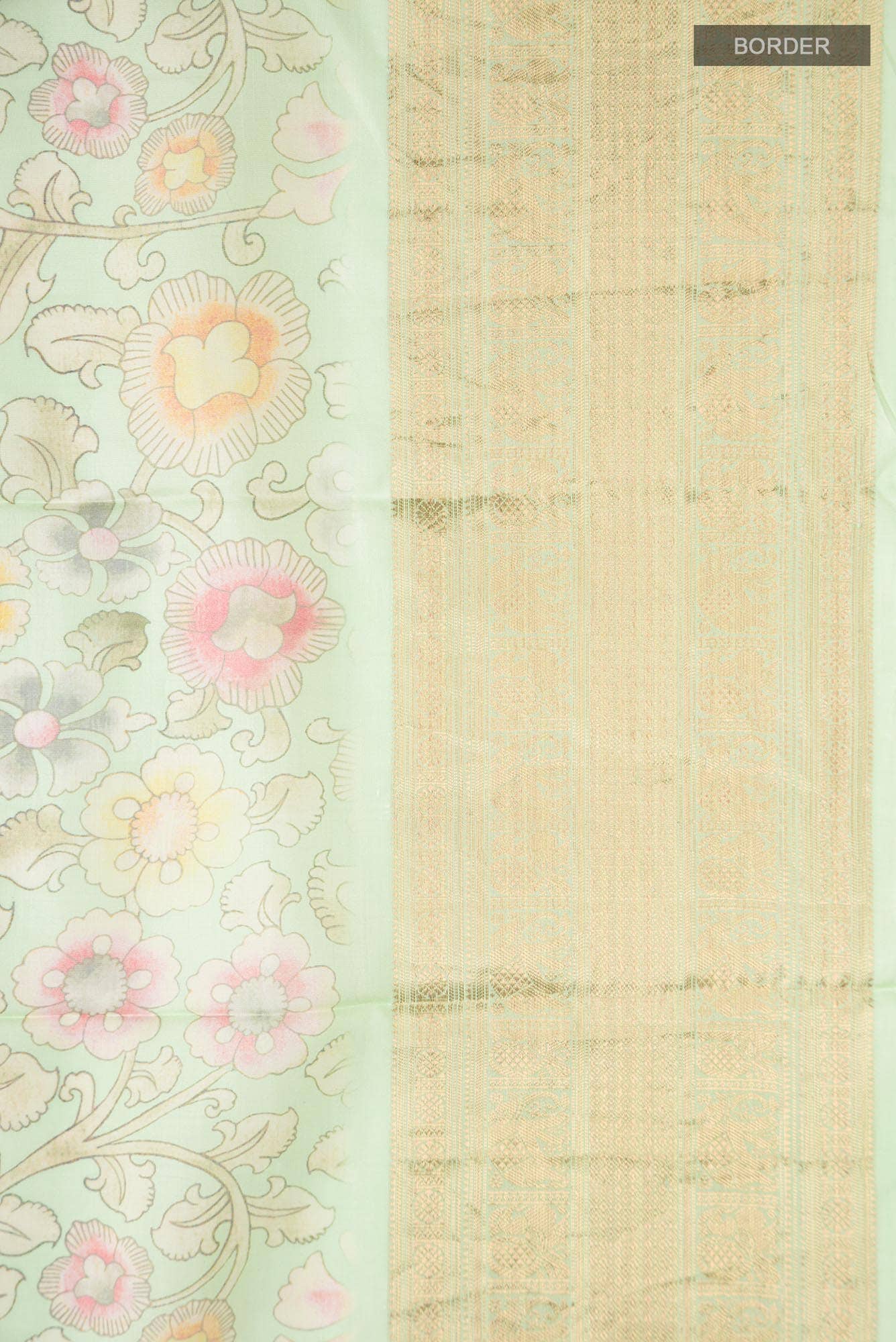 Mint Green Printed Silk Saree