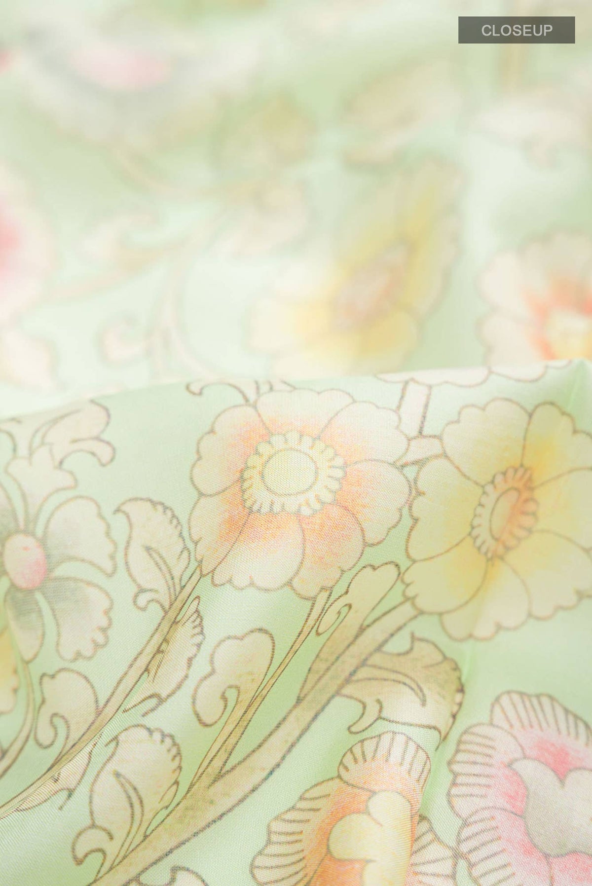 Mint Green Printed Silk Saree
