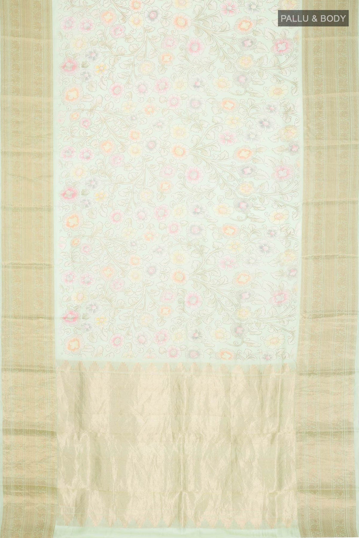 Mint Green Printed Silk Saree