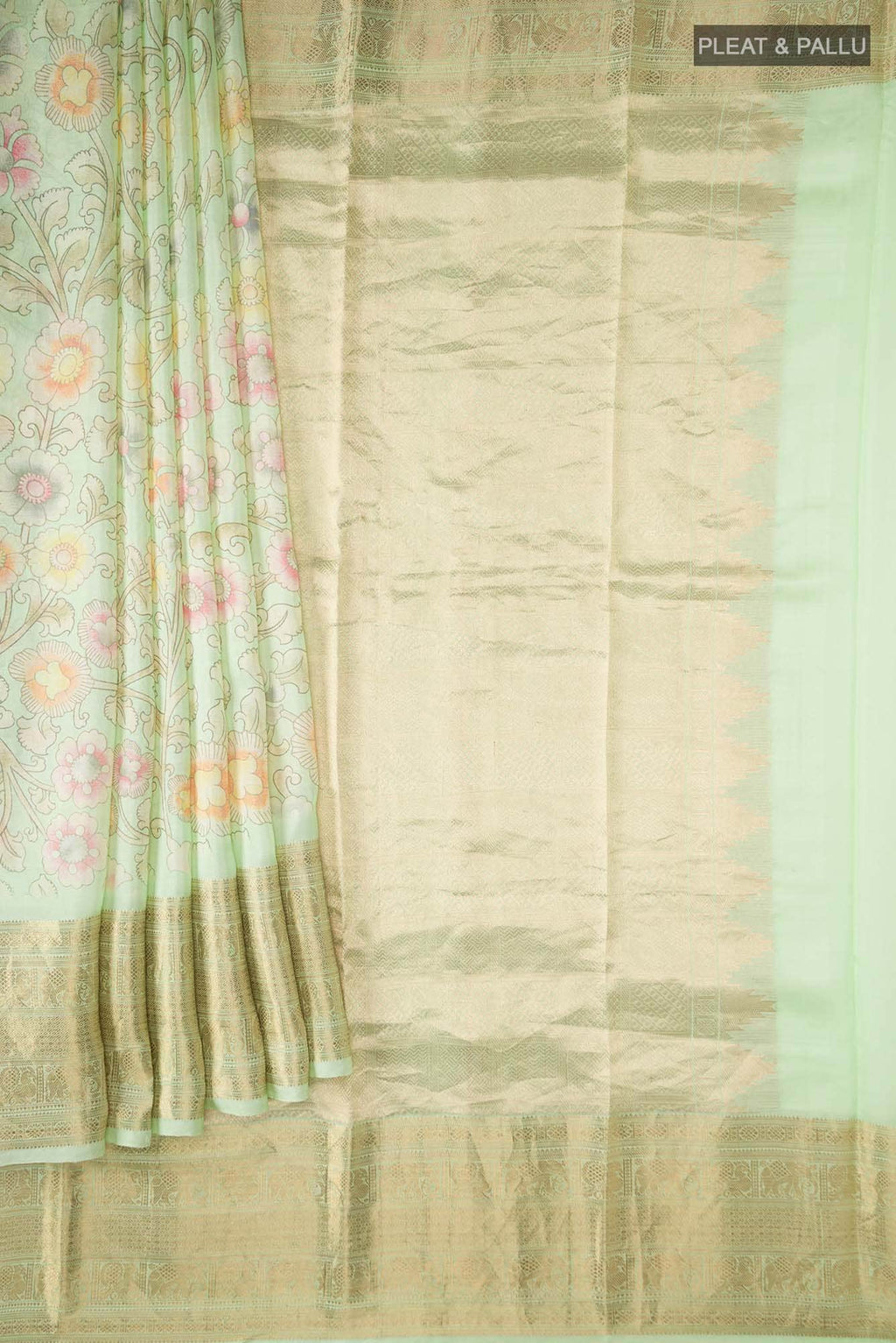 Green Printed Silk Saree