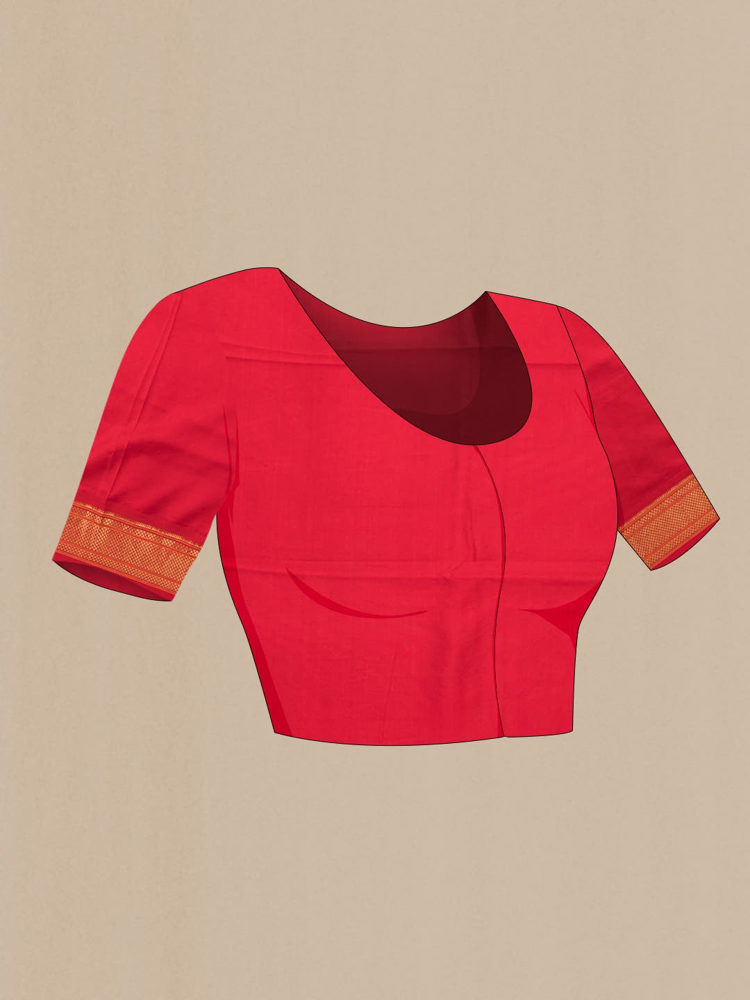 Golden Peach Kanchipuram Silk Saree