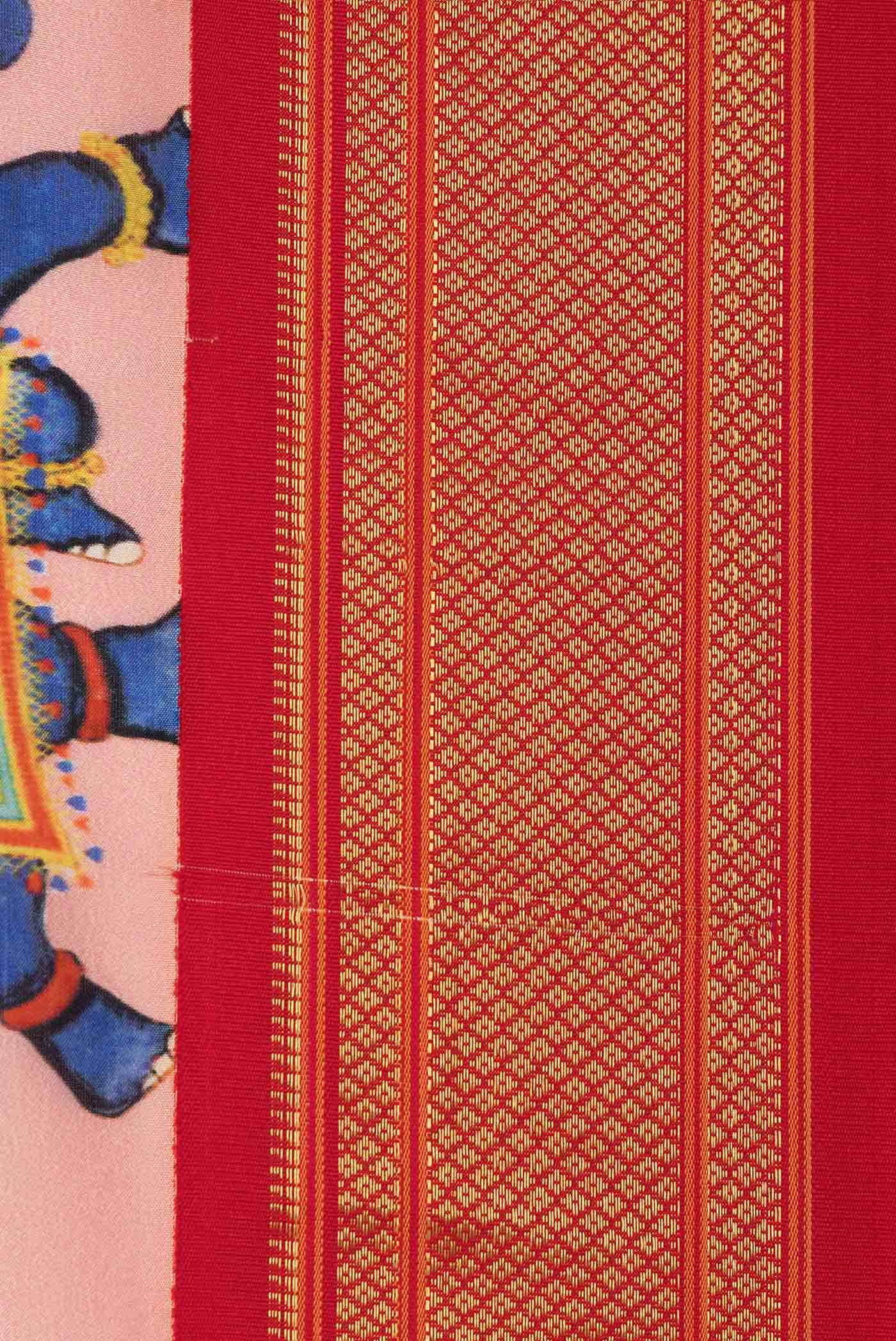 Golden Peach Kanchipuram Silk Saree