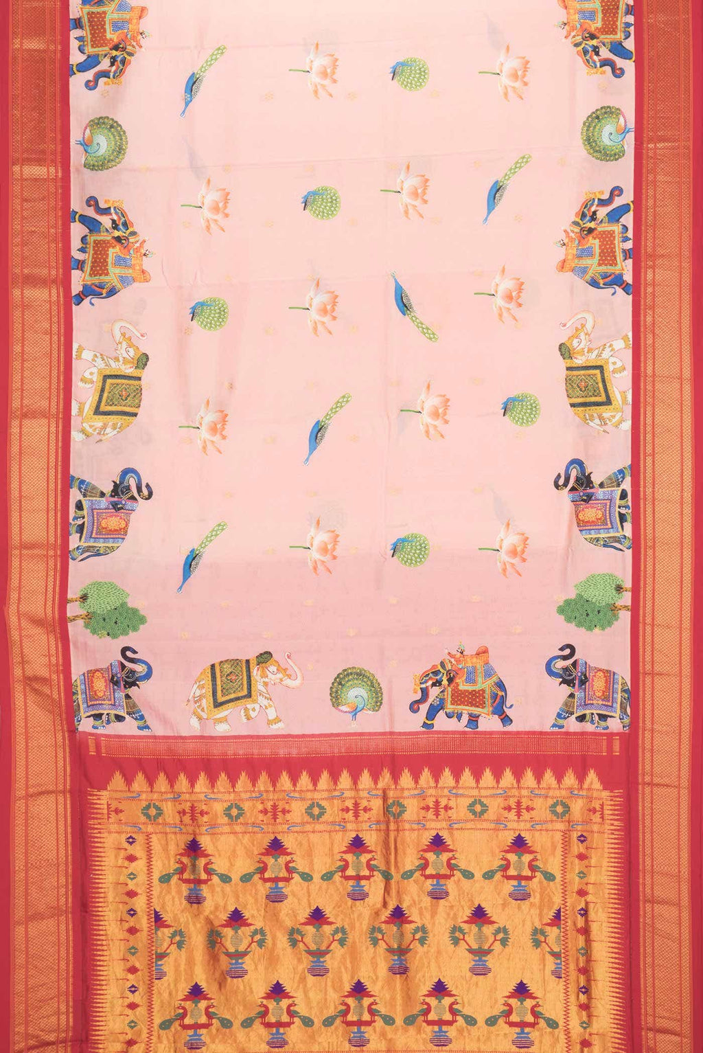 Golden Peach Kanchipuram Silk Saree
