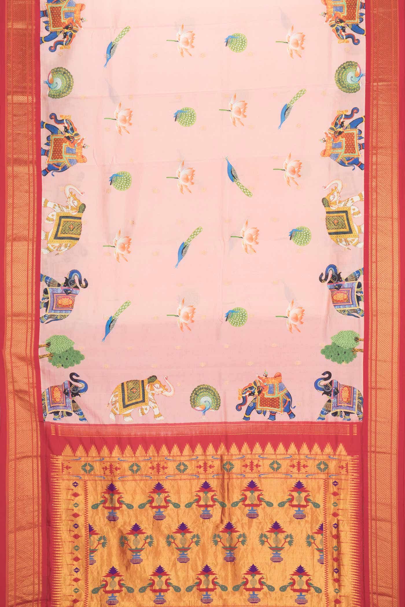 Golden Peach Kanchipuram Silk Saree