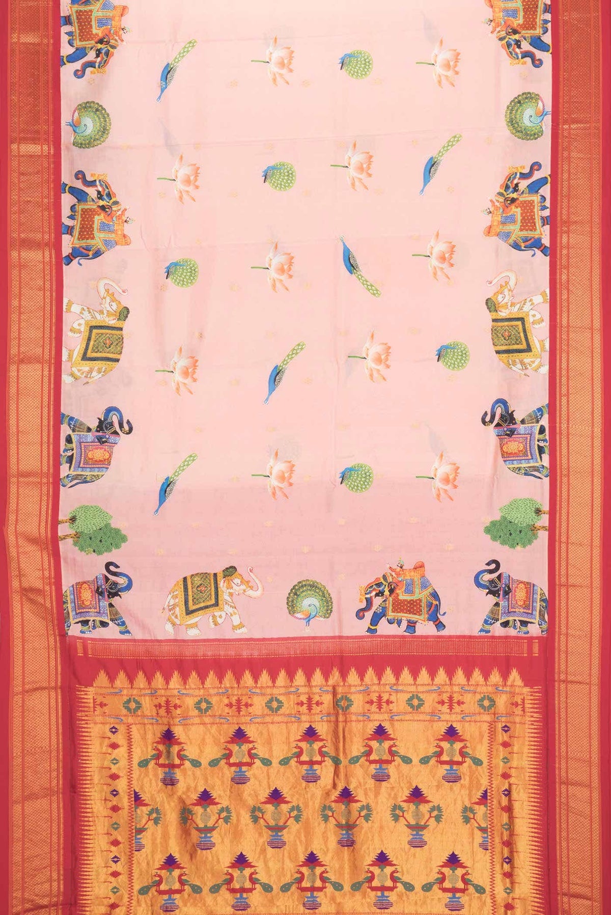 Golden Peach Kanjivaram Silk Saree