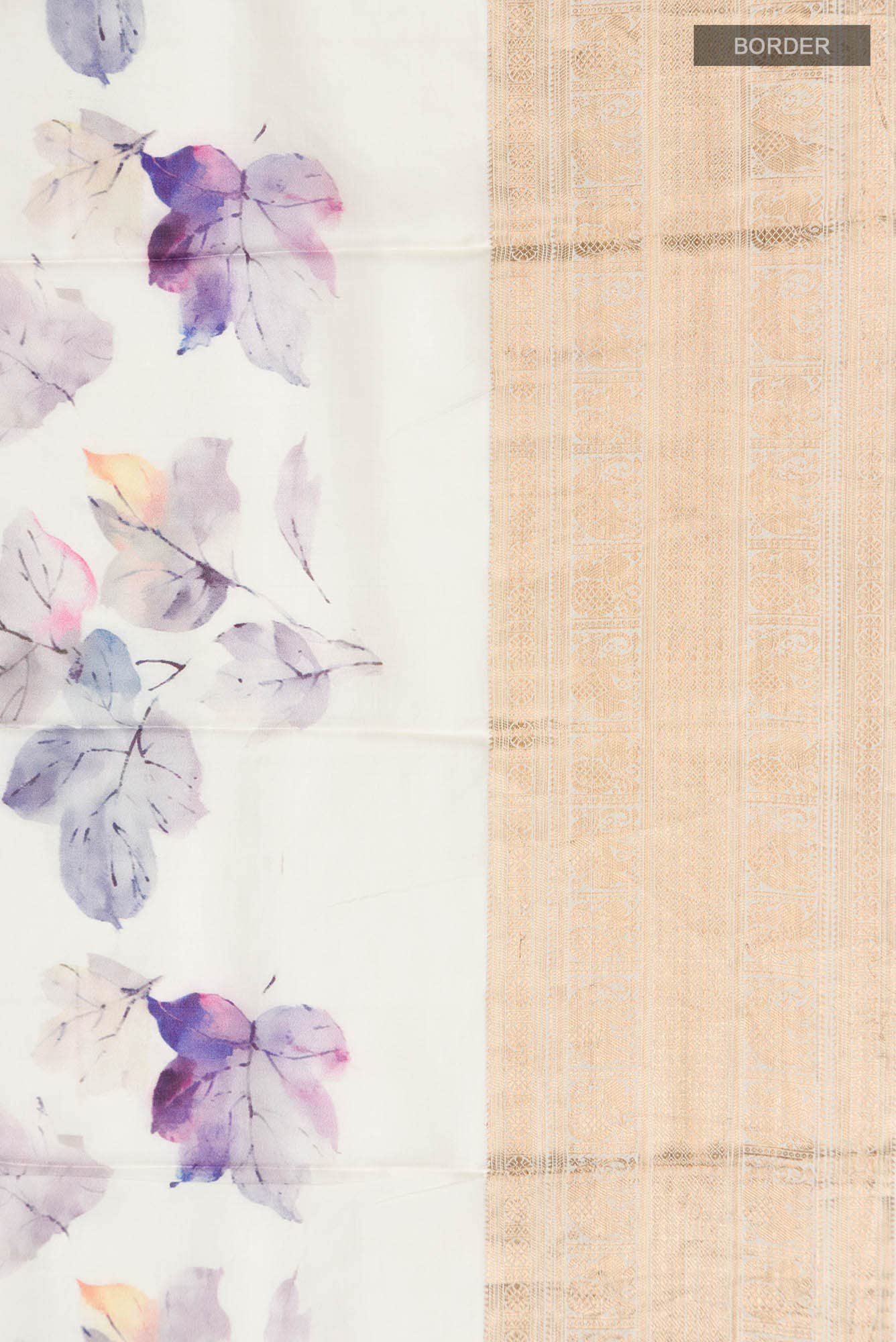 White Printed Silk Saree