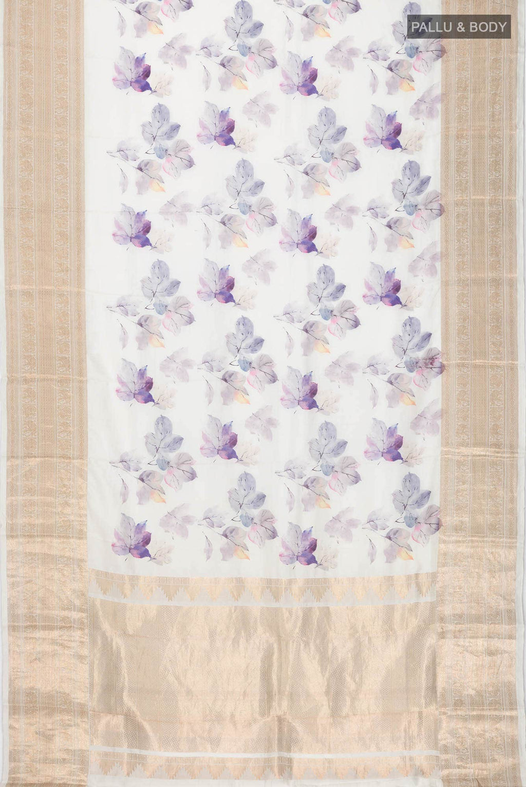 White Printed Silk Saree
