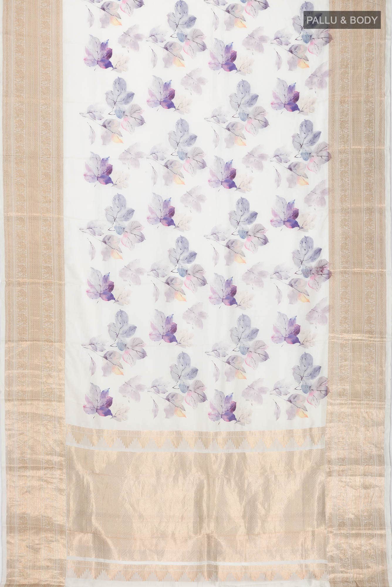 White Printed Silk Saree
