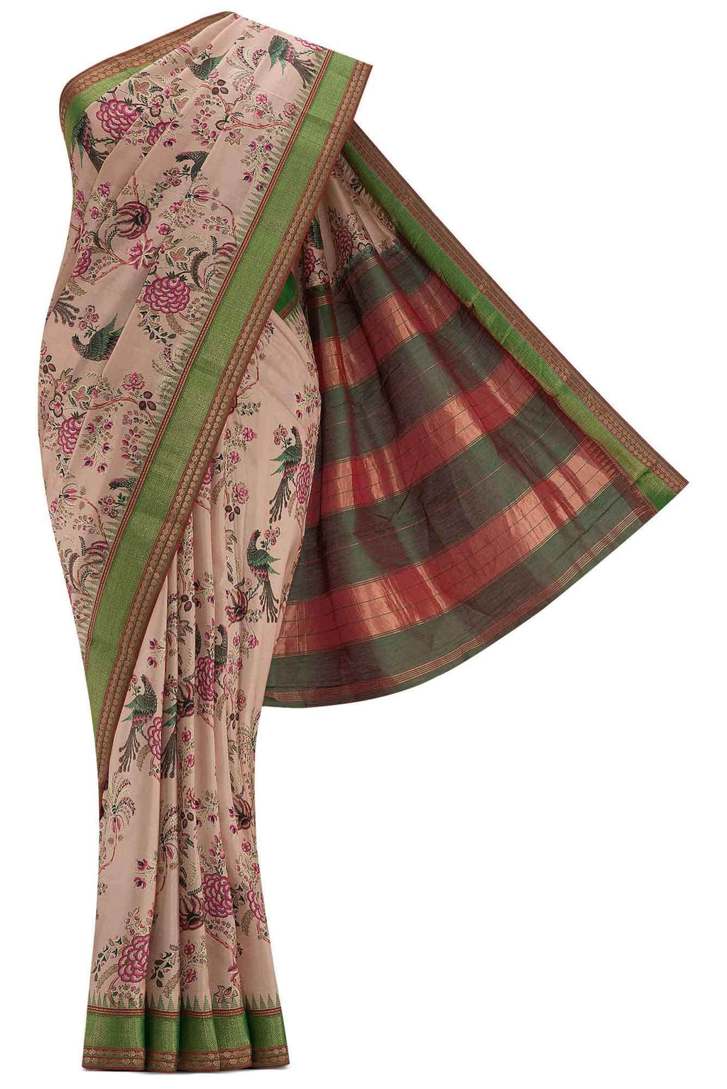 Golden Peach Dual Tone Kanchipuram Silk Saree