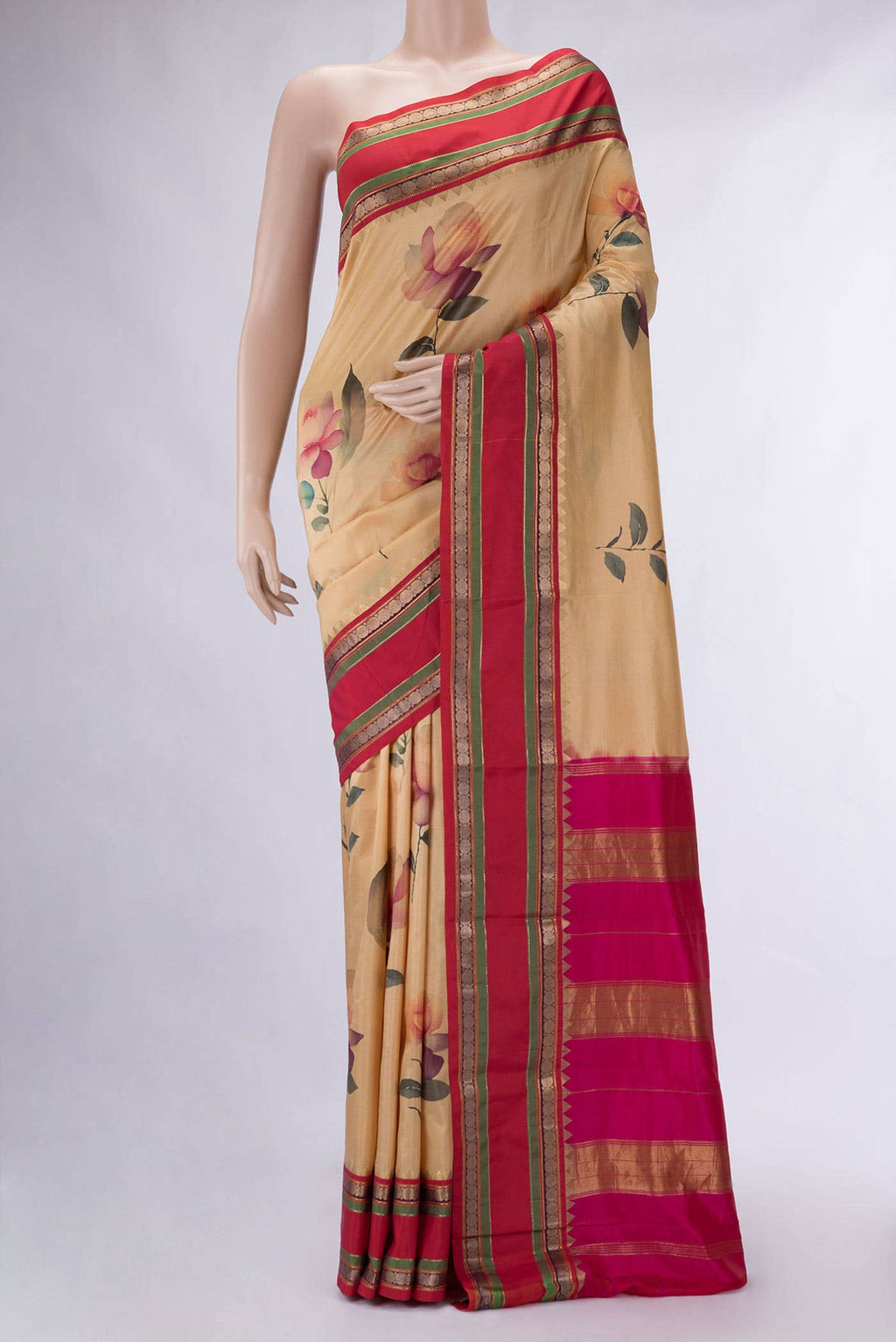 Dark Beige Kanchipuram Silk Saree