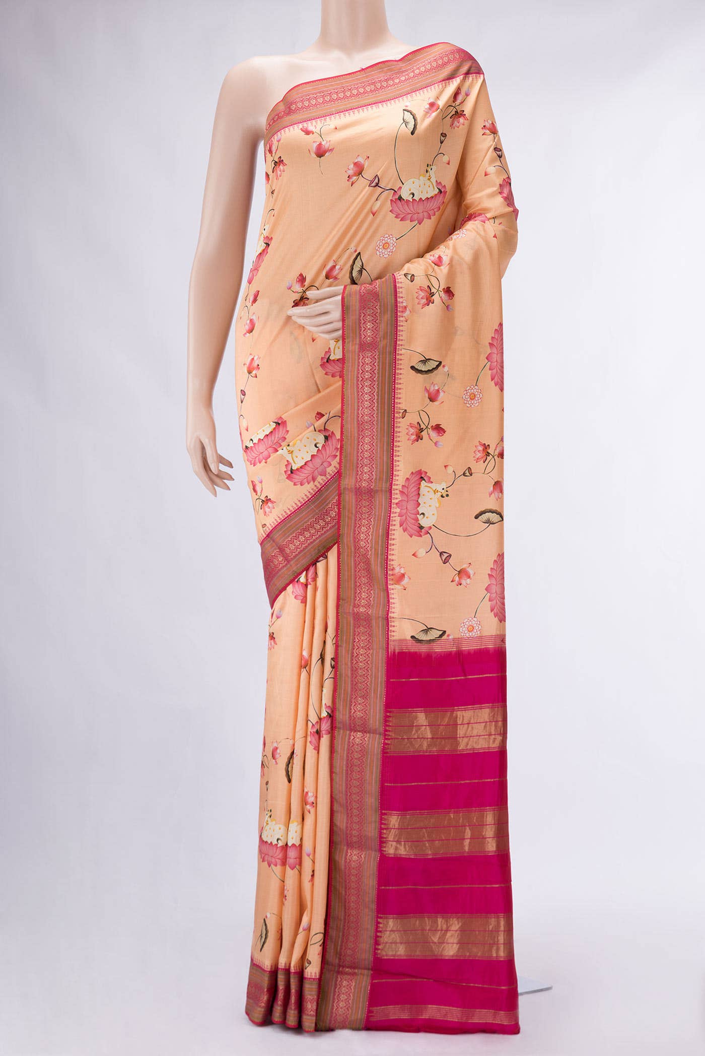Peach Kanchipuram Silk Saree