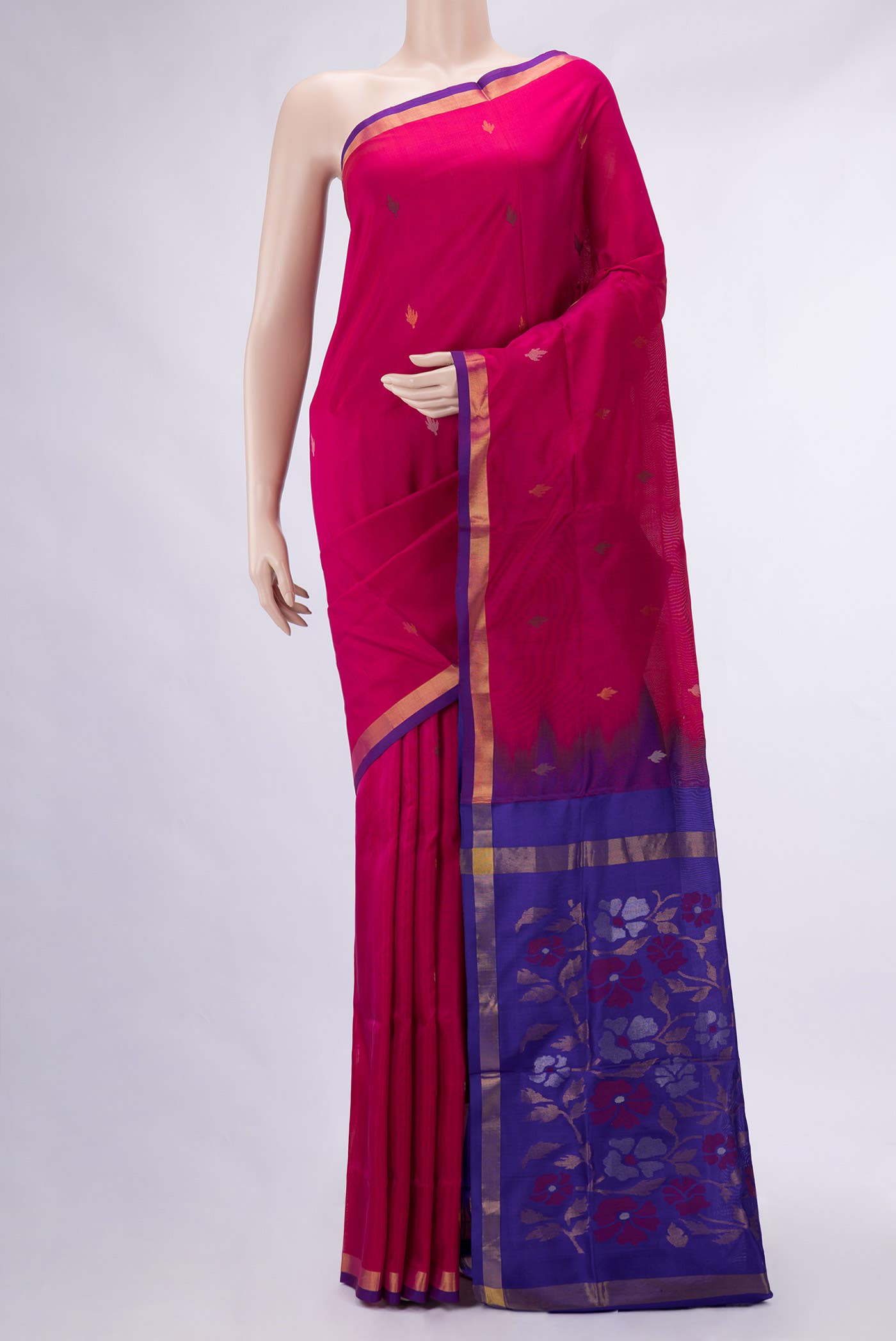 Dark Pink Dual Tone Uppada Silk Saree