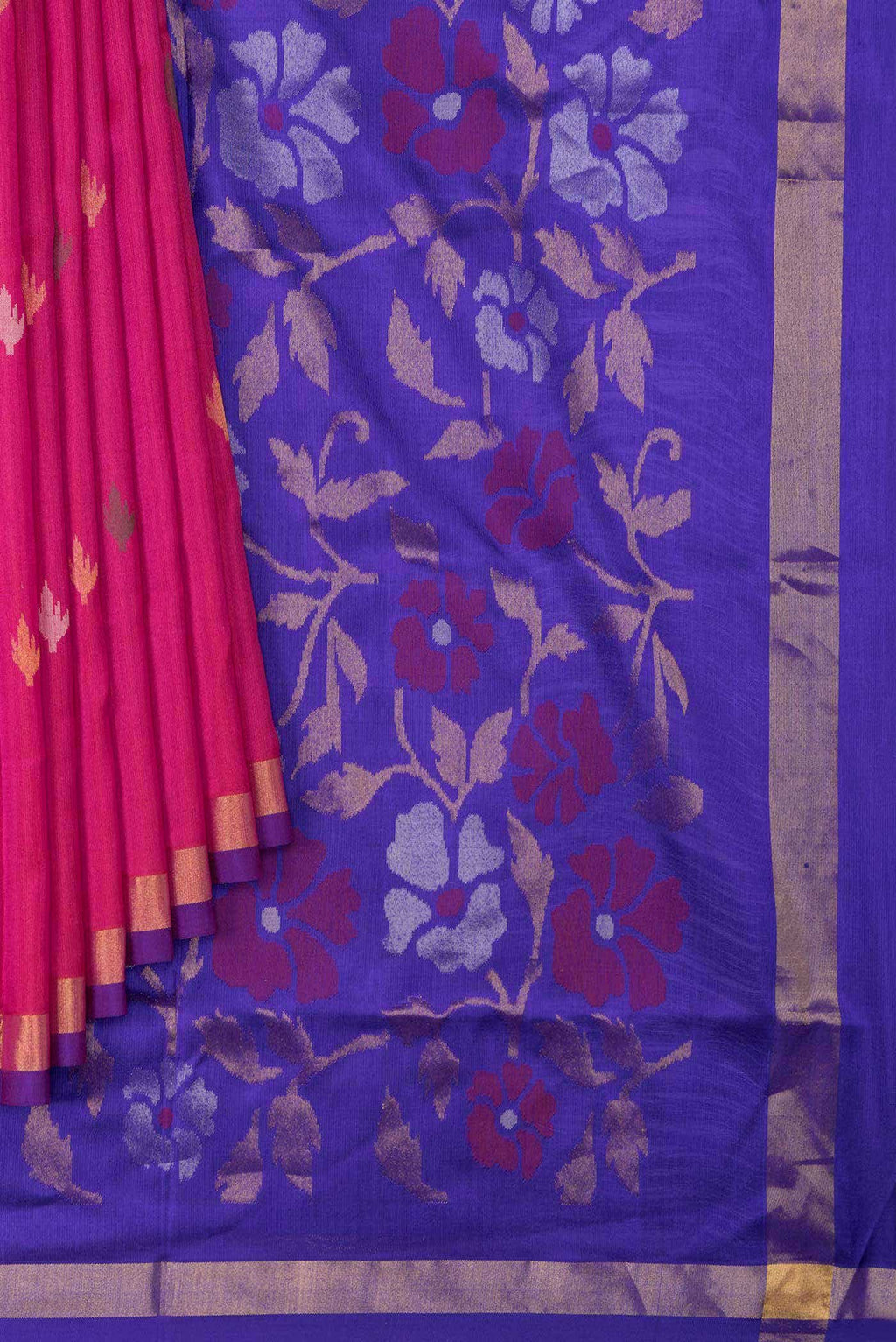 Dark Pink Dual Tone Uppada Silk Saree