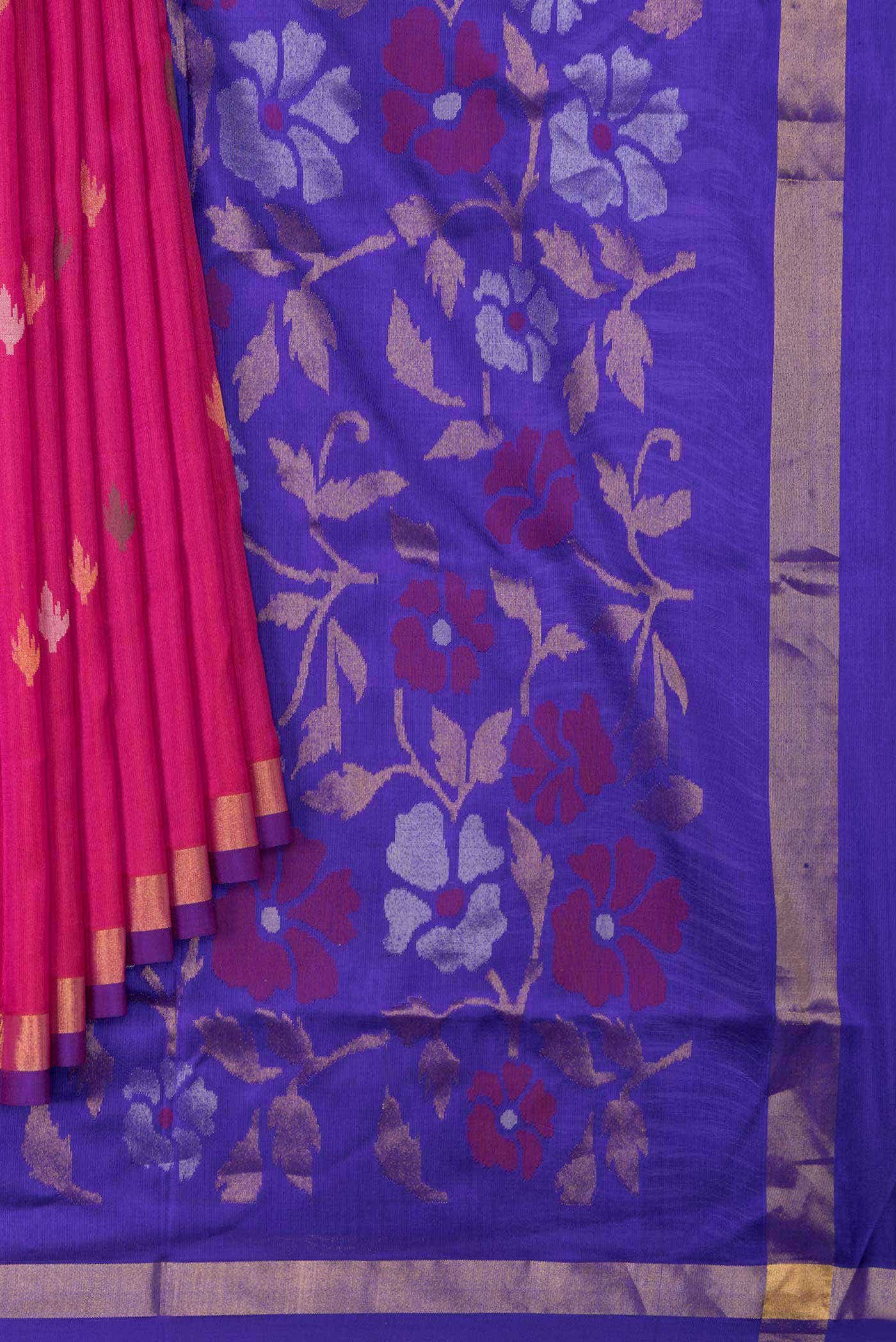 Dark Pink Dual Tone Uppada Silk Saree