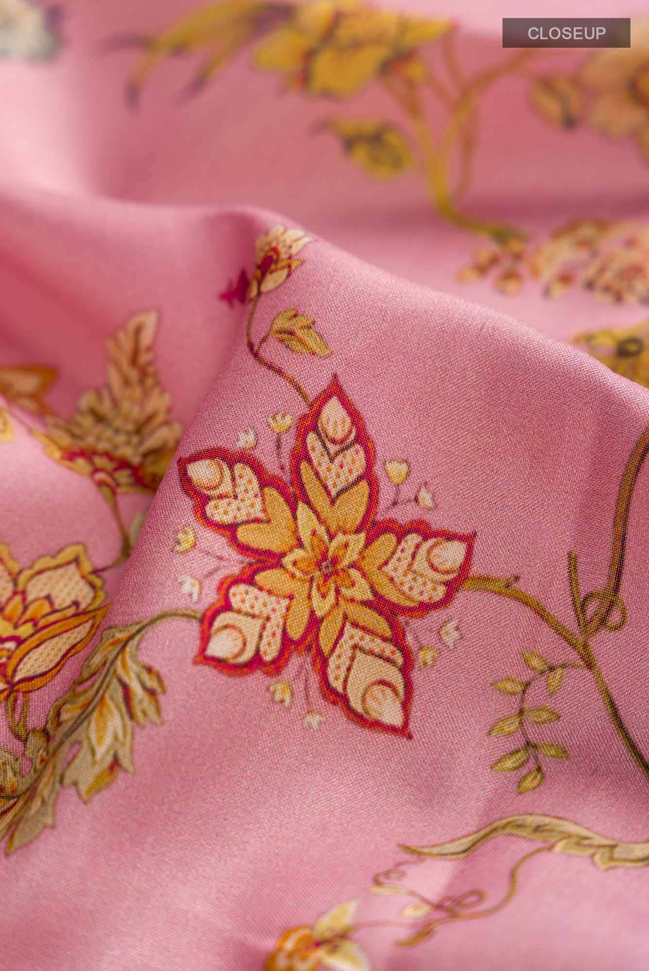 Pink Tussar Silk Saree