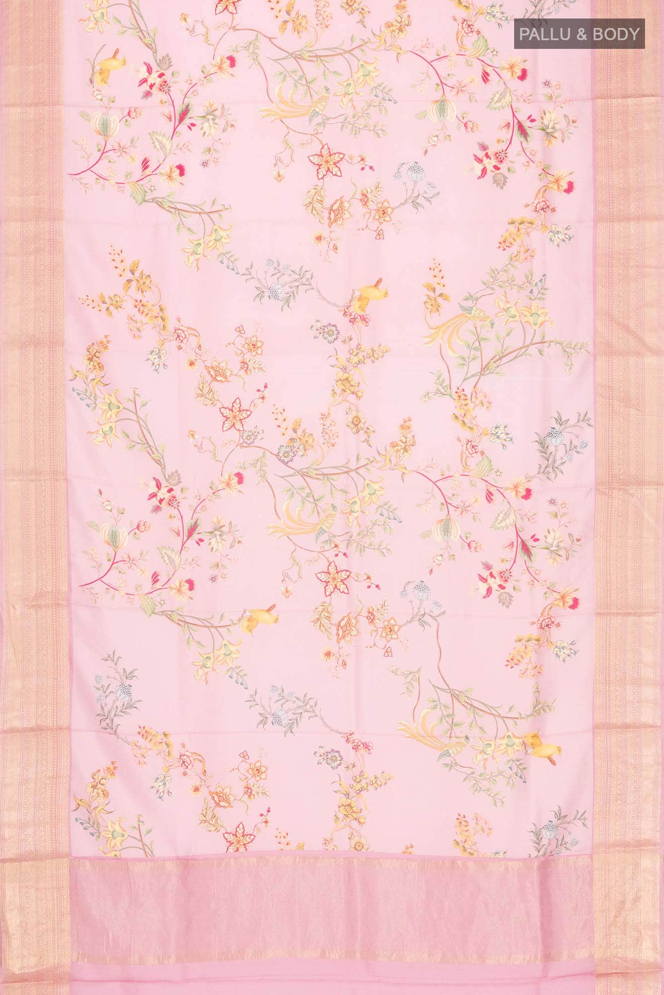 Pink Tussar Silk Saree