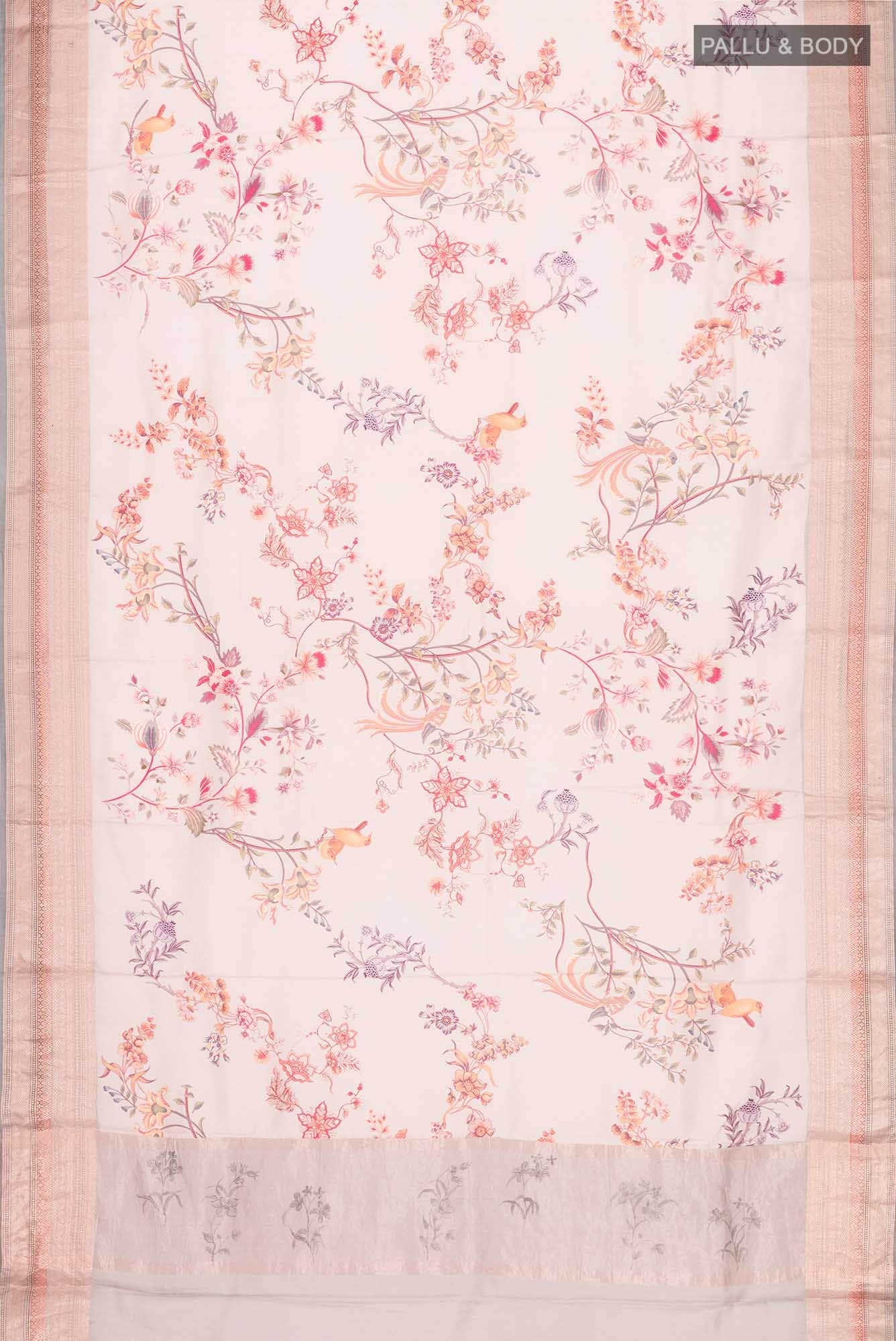 Beige Tussar Silk Saree
