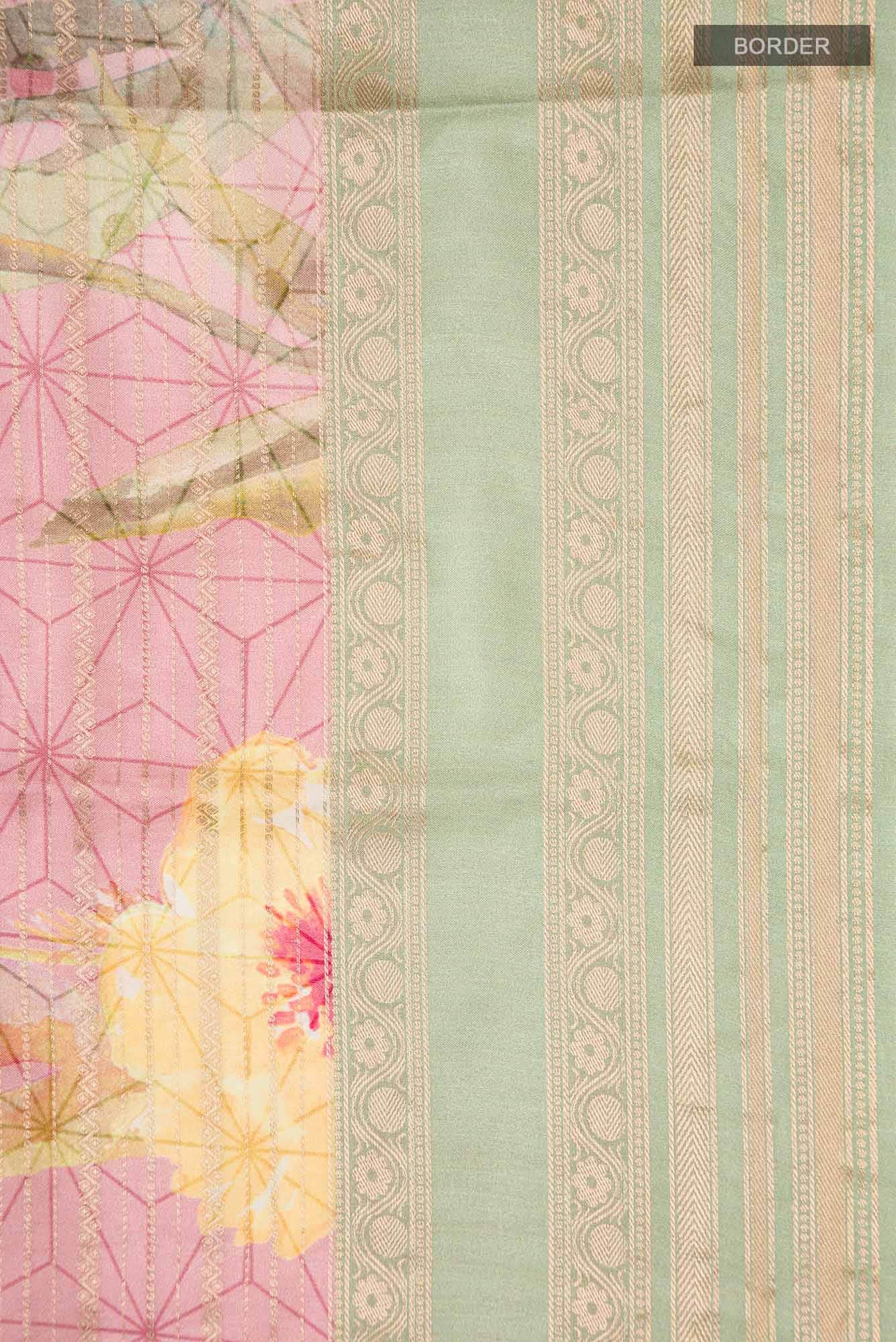 Pink Tussar Silk Saree