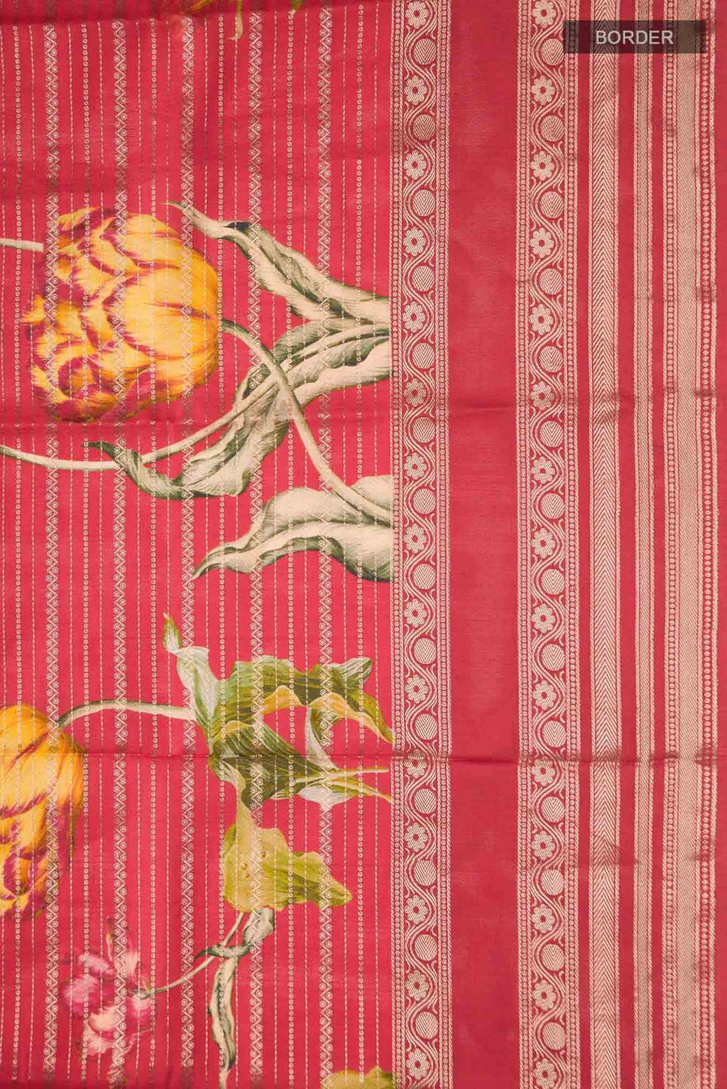 Red Tussar Silk Saree
