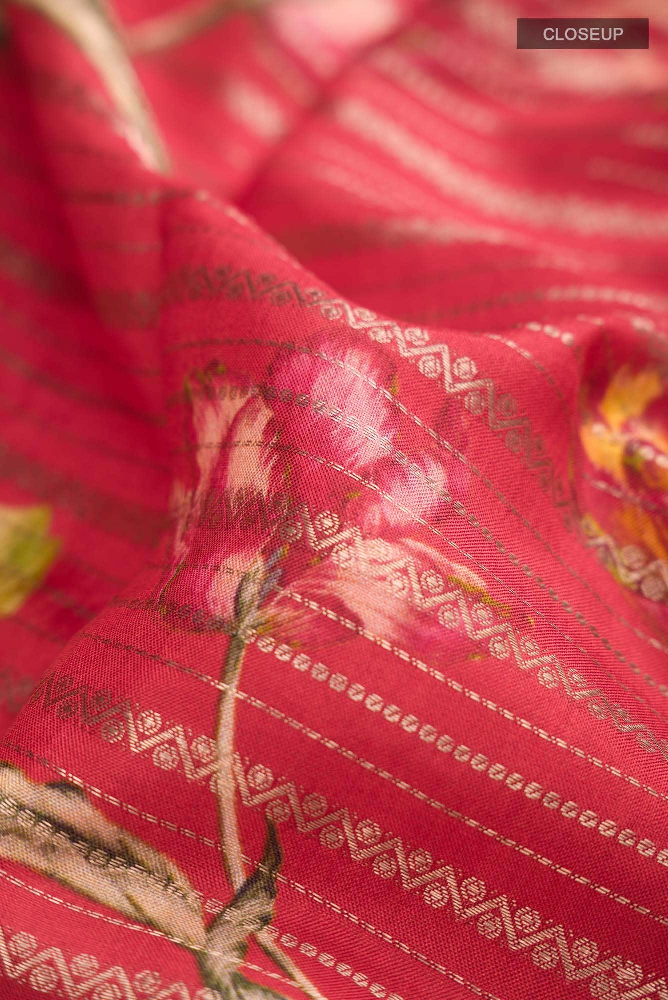 Red Tussar Silk Saree