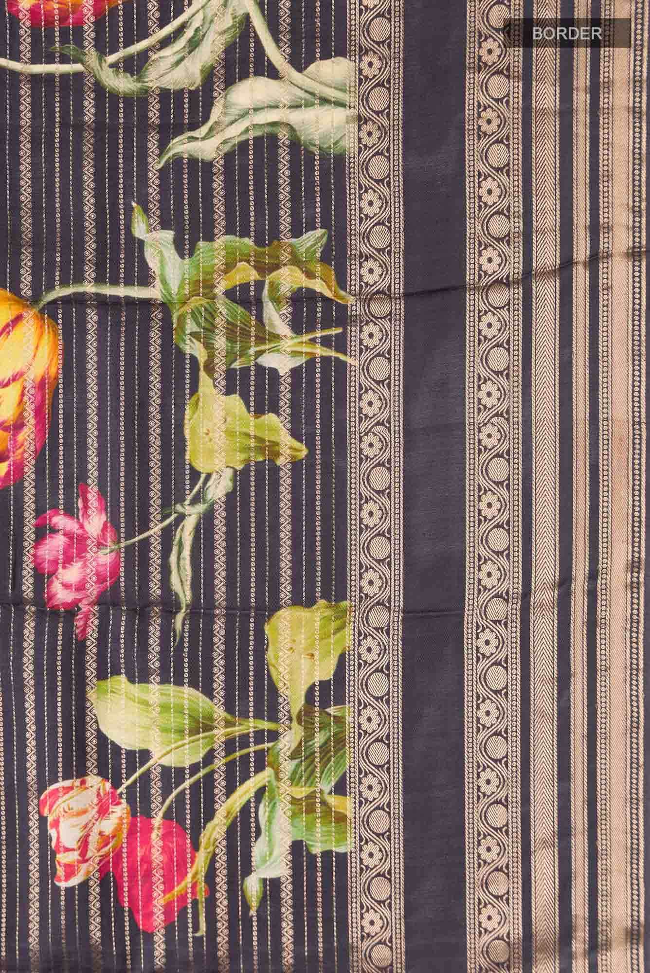 Blue Tussar Silk Saree