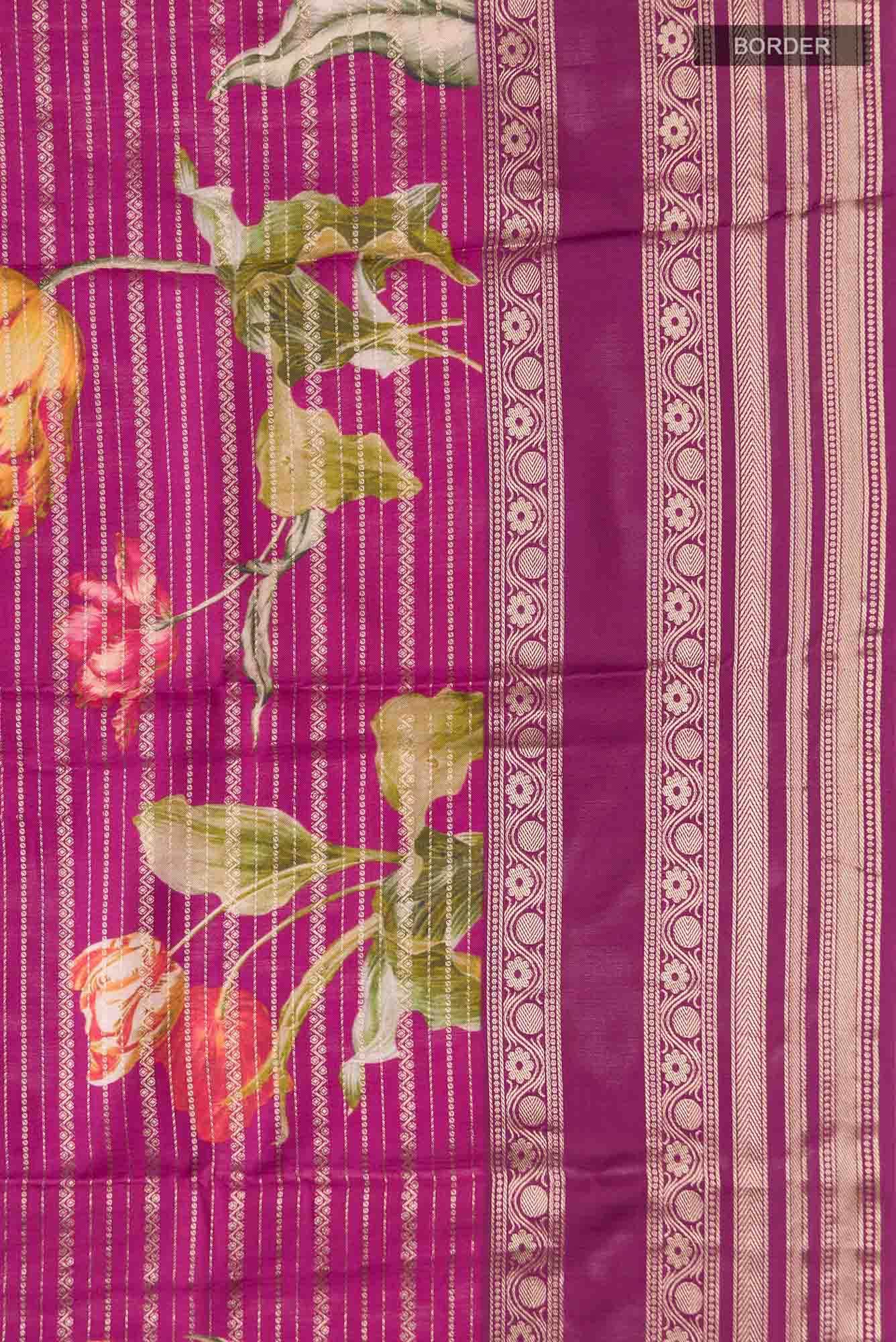 Magenta Tussar Silk Saree