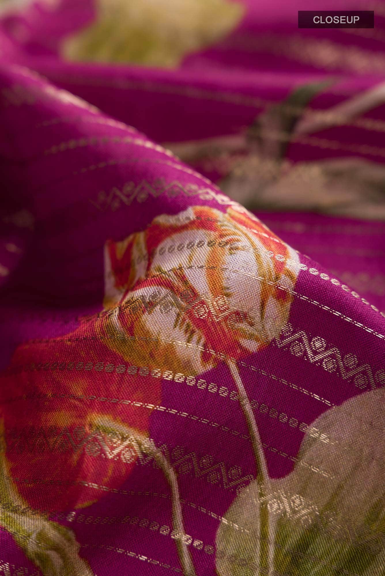 Magenta Tussar Silk Saree