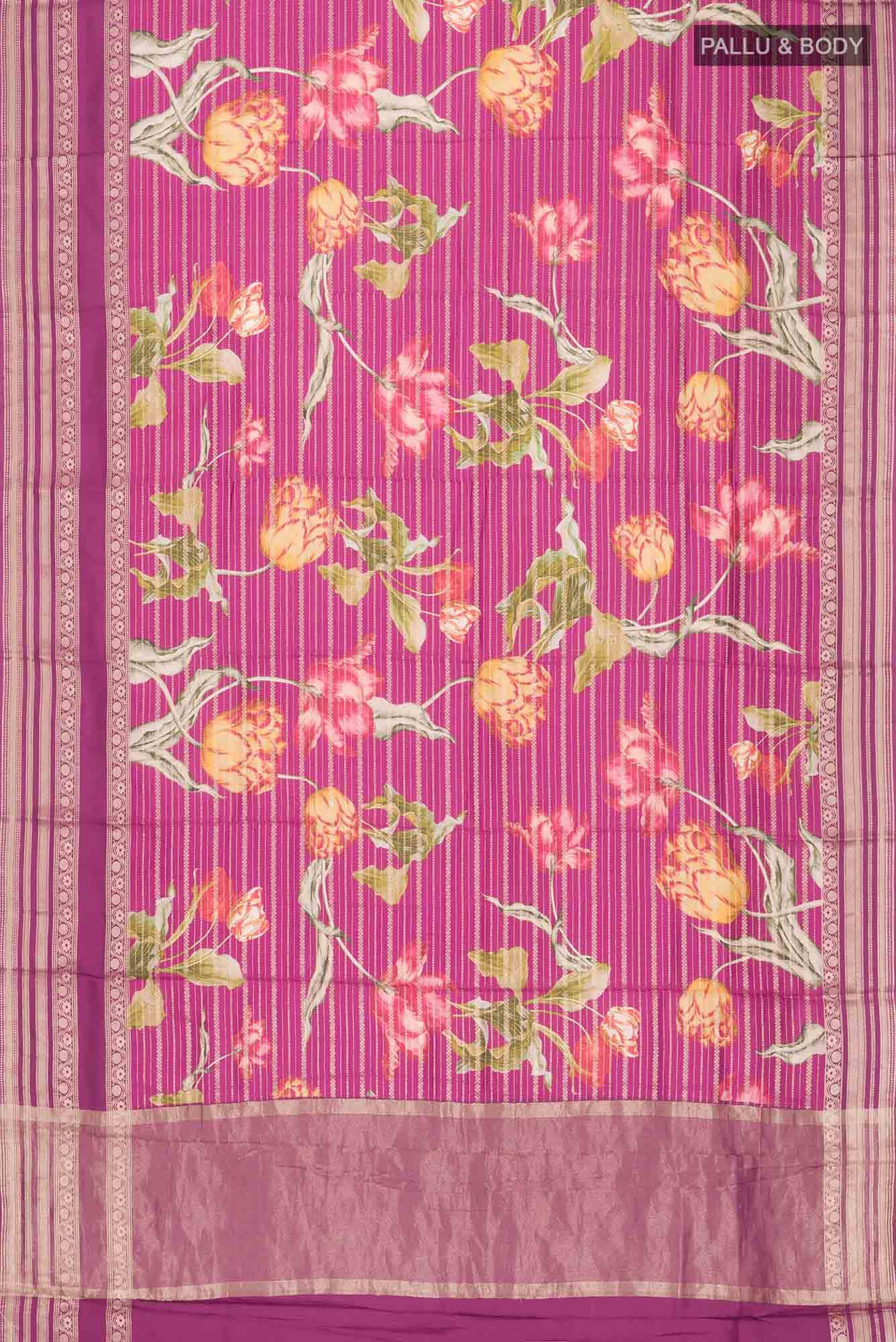 Magenta Tussar Silk Saree
