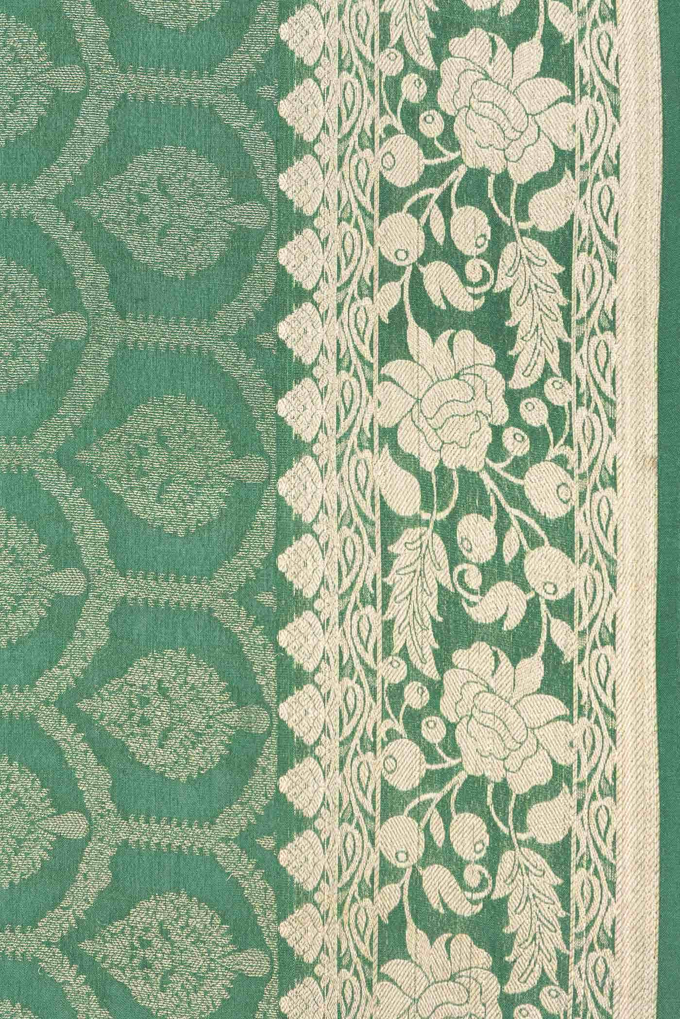 Green Dual Tone Mysore Crepe Saree