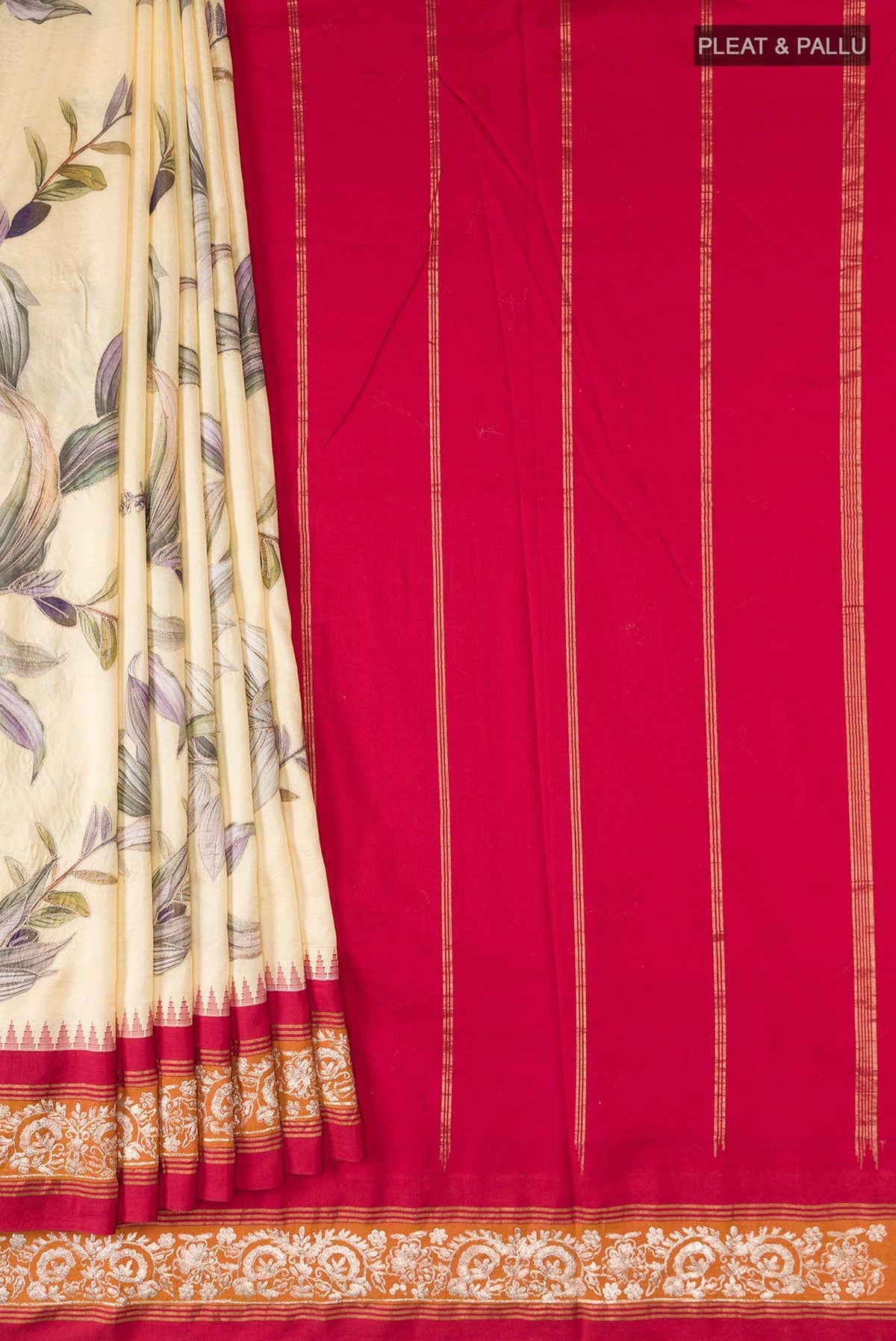 Cream Bangalore Silk Saree