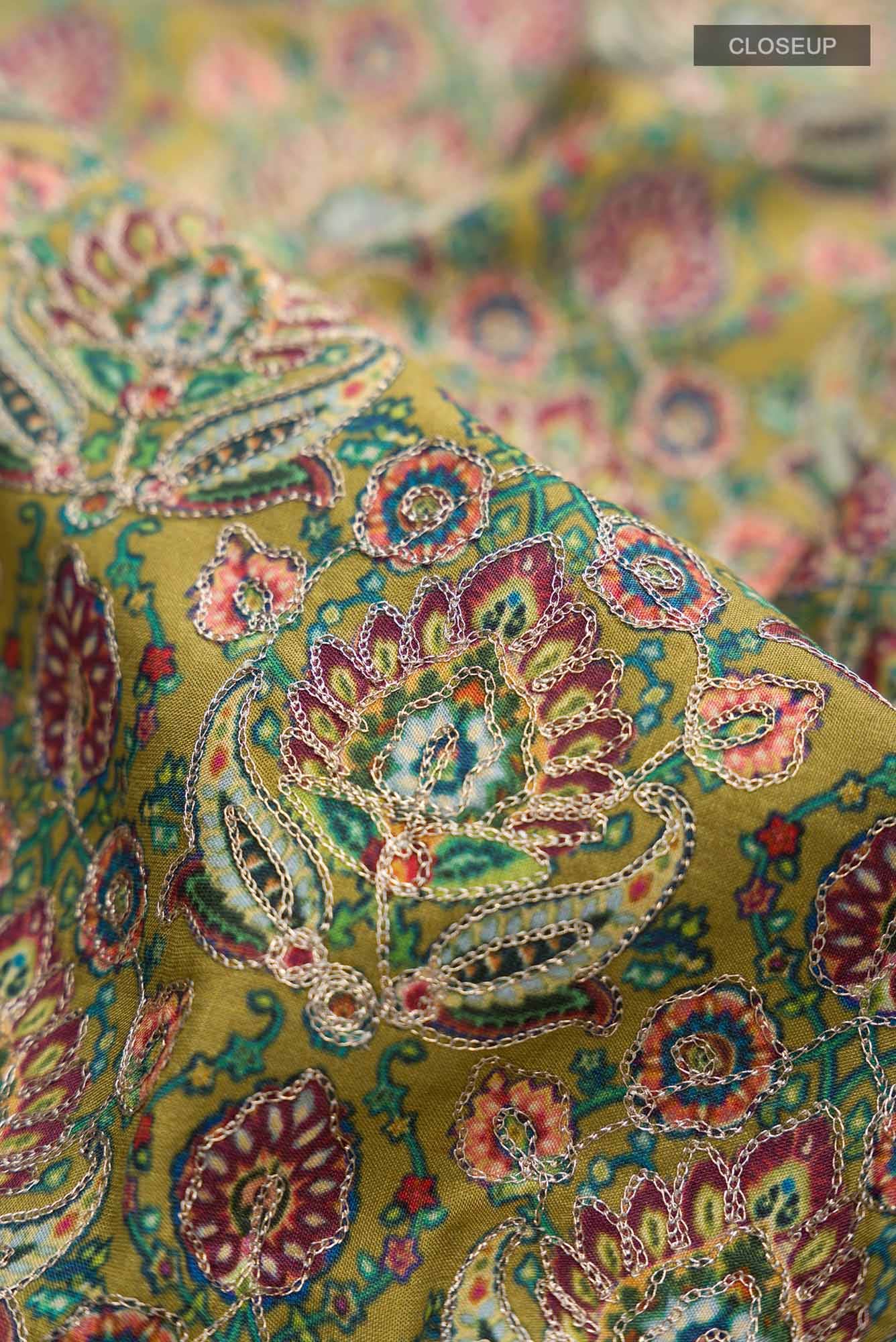 Green Printed Silk Saree