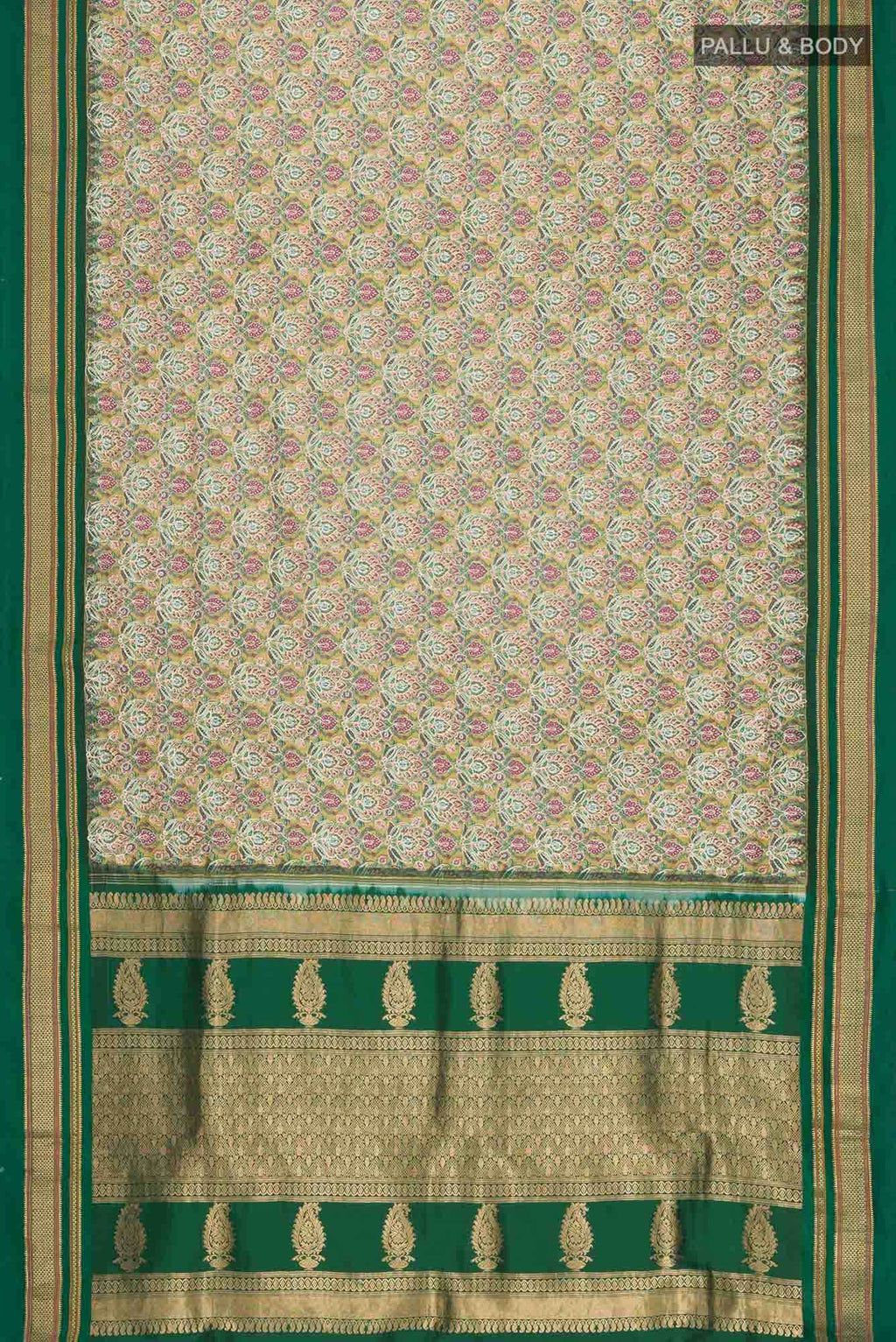 Green Printed Silk Saree