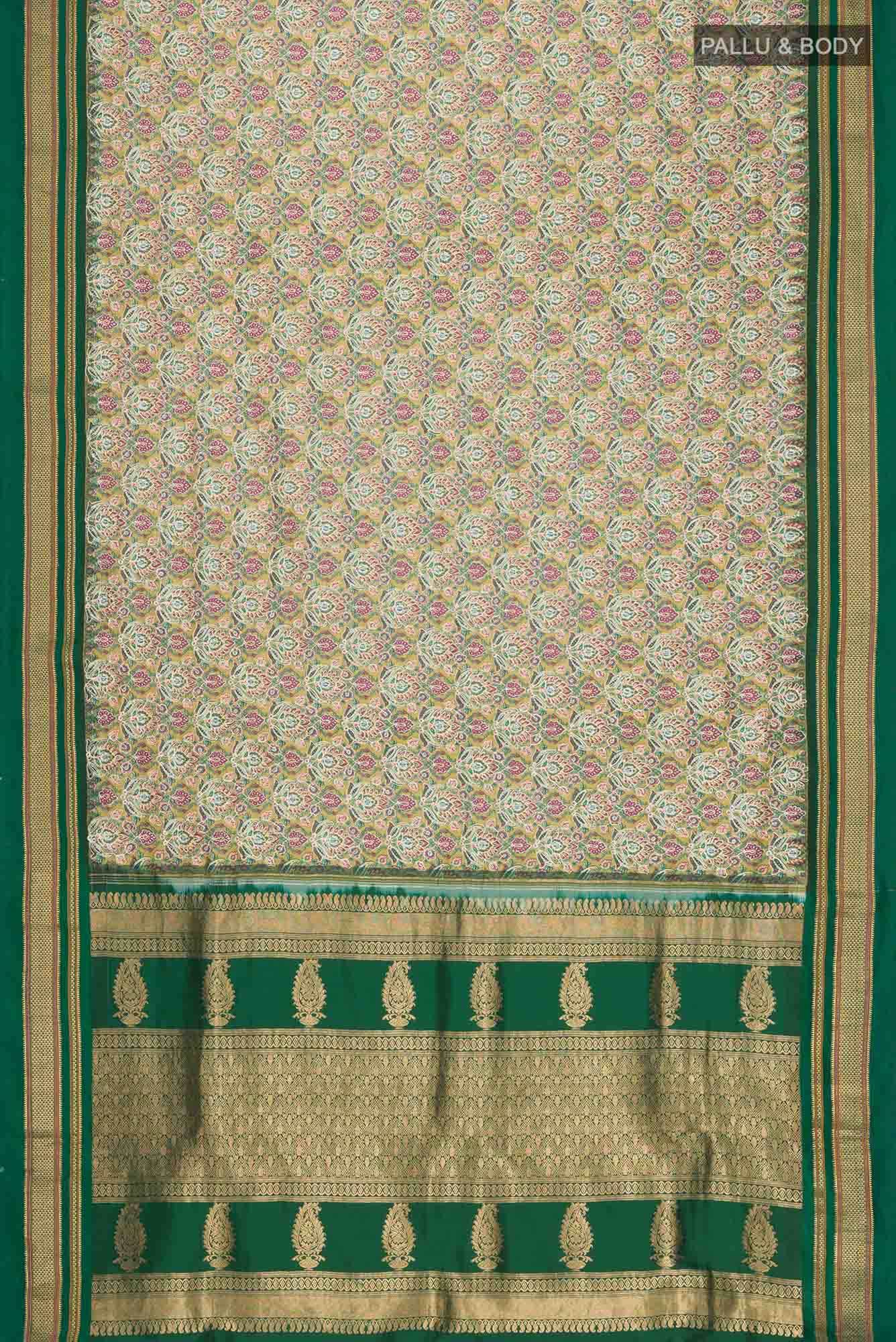 Green Printed Silk Saree