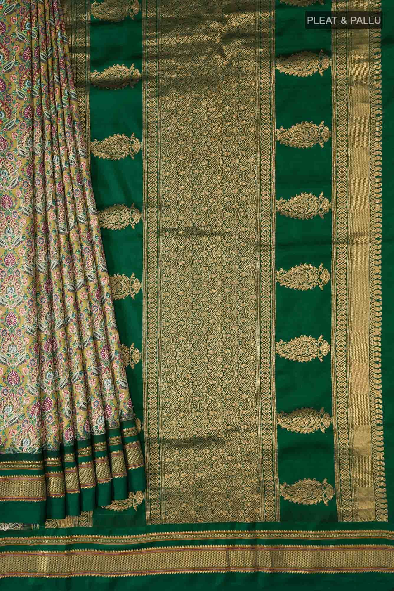 Green Printed Silk Saree