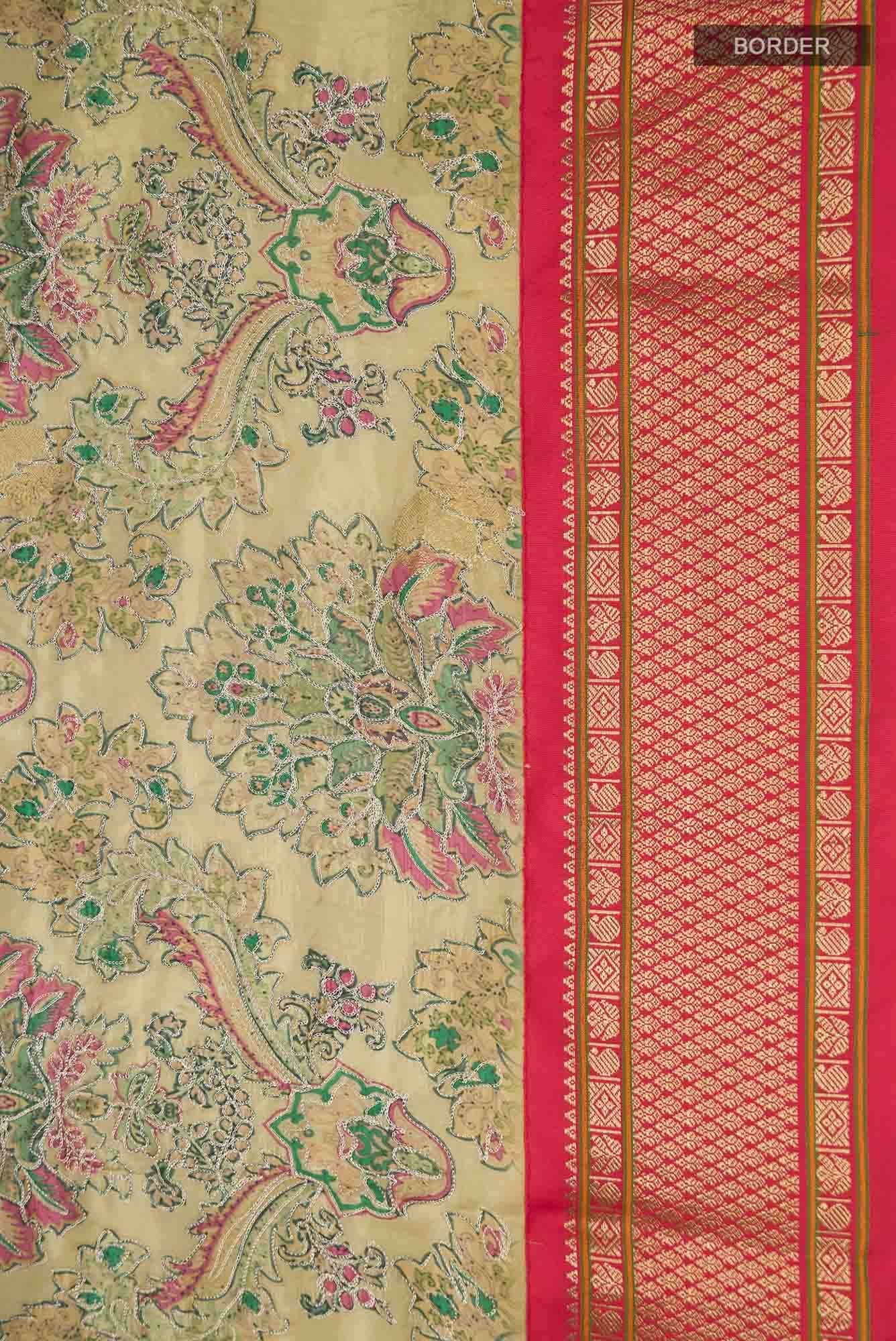 Green Printed Silk Saree