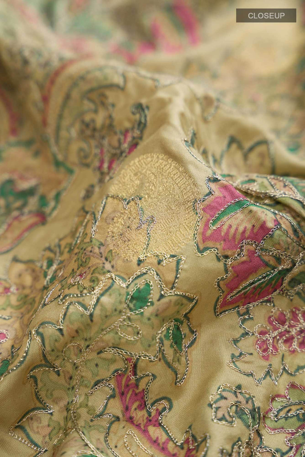Green Printed Silk Saree