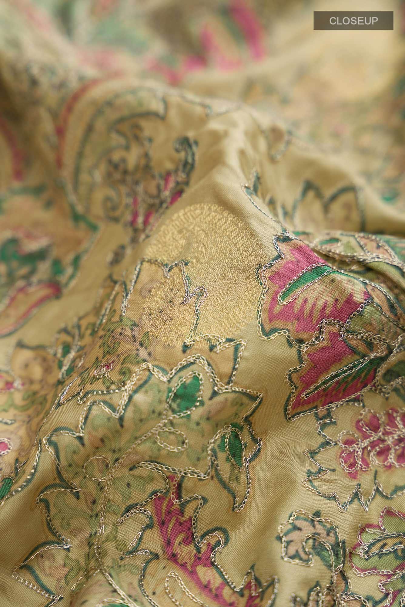 Green Printed Silk Saree