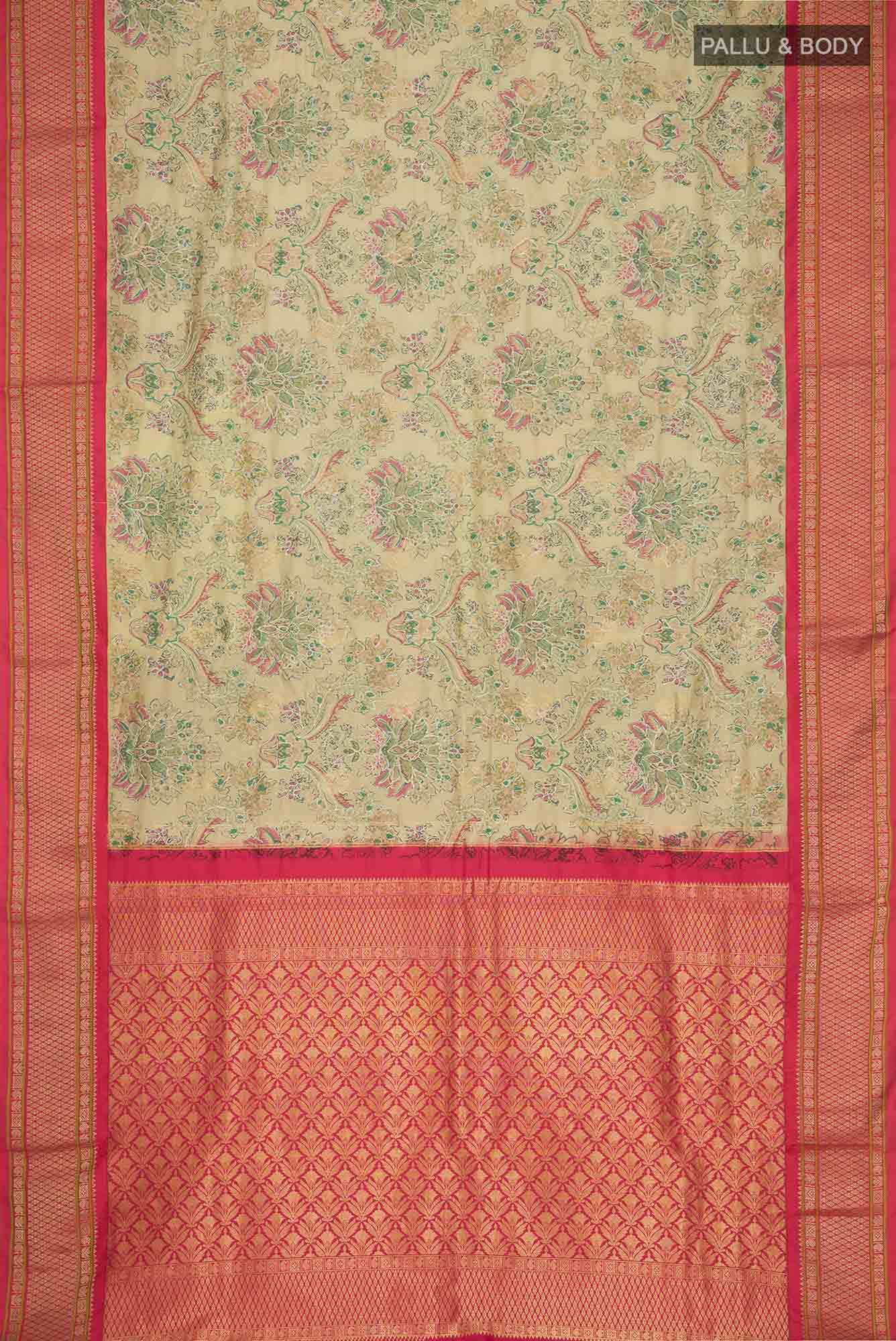 Green Printed Silk Saree