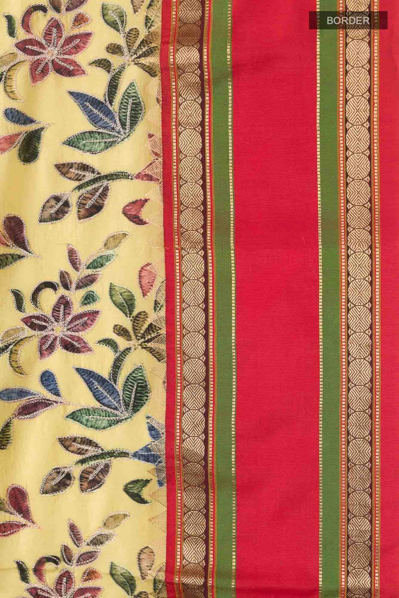Yellow Bangalore Silk Saree