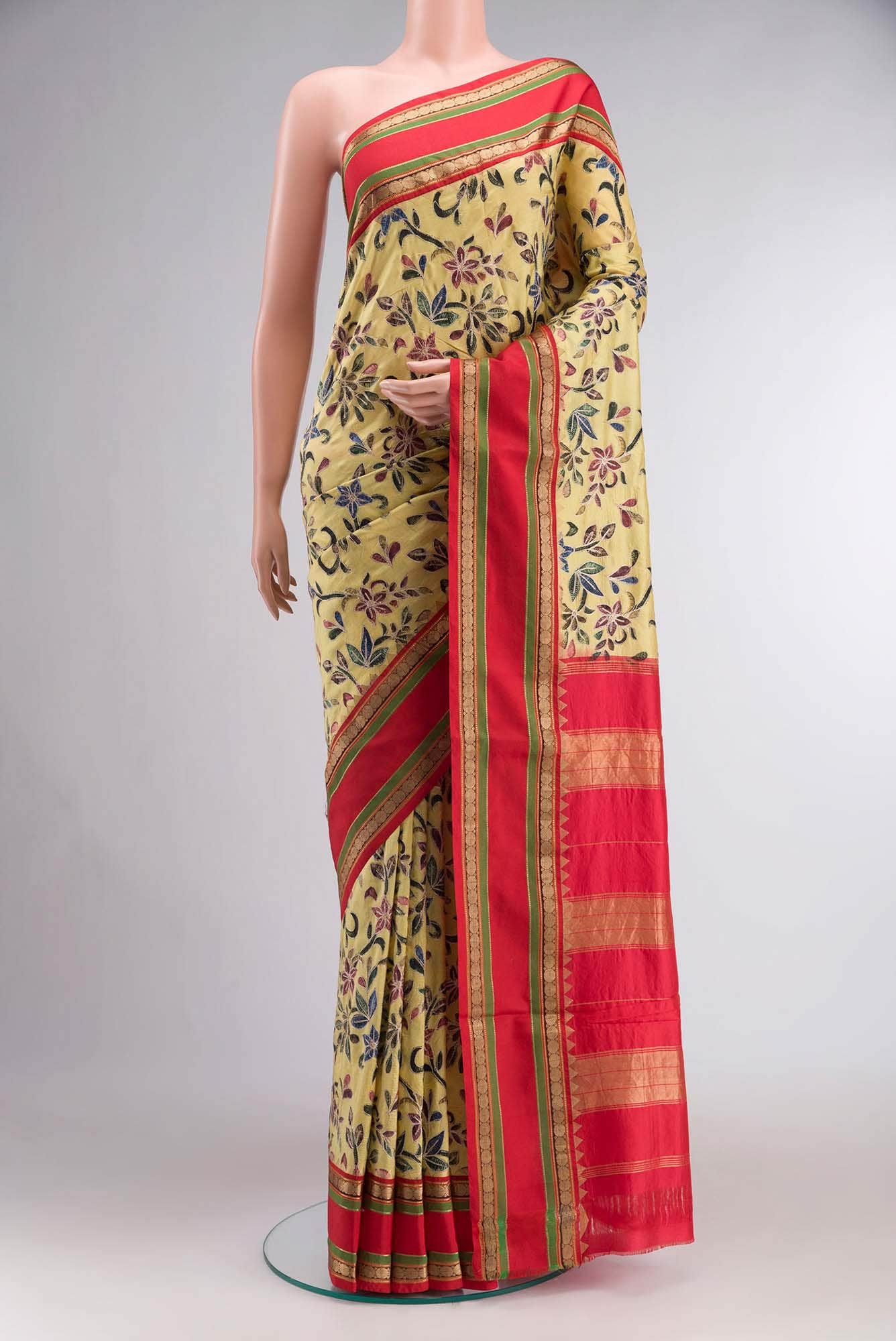 Yellow Bangalore Silk Saree
