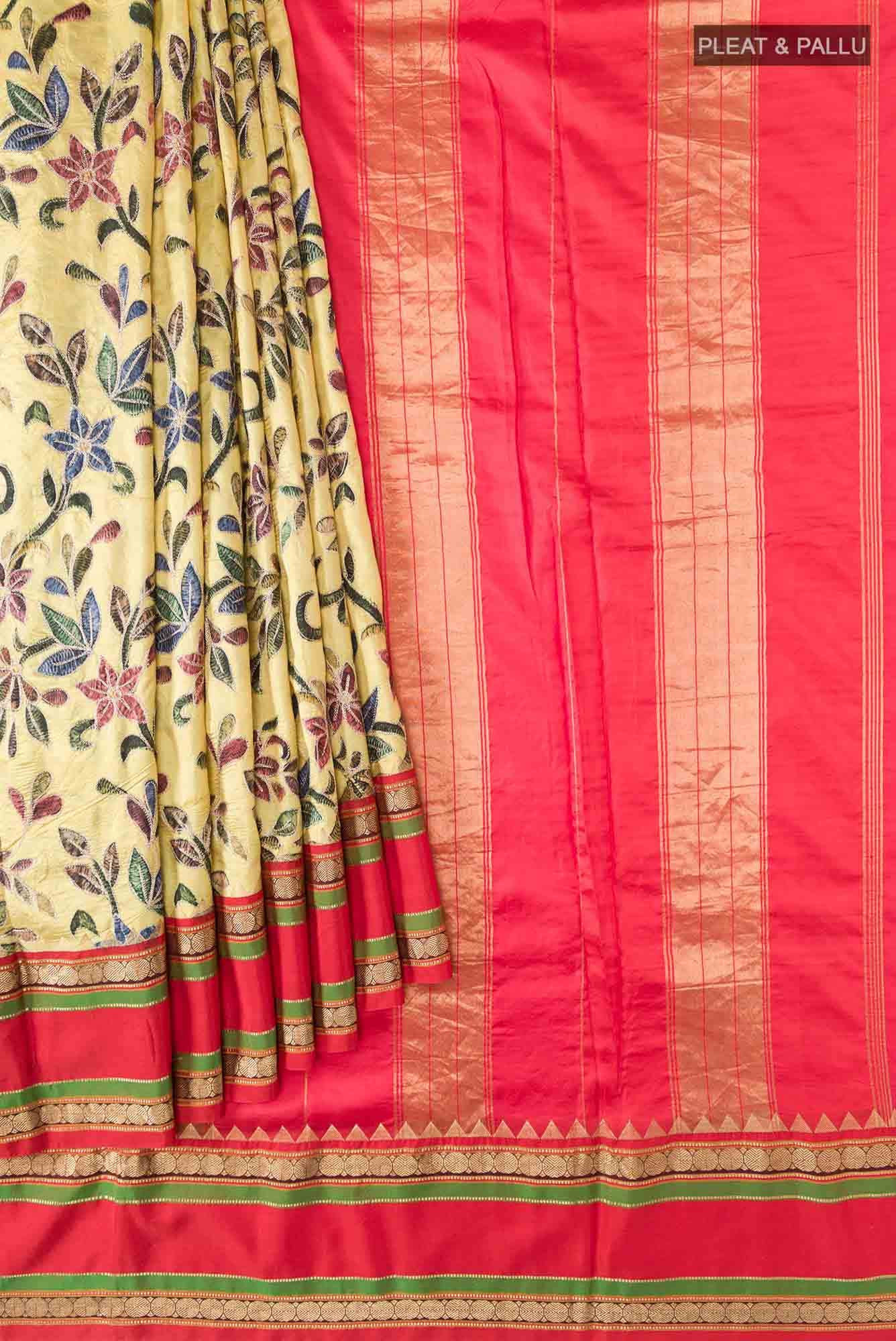 Yellow Bangalore Silk Saree