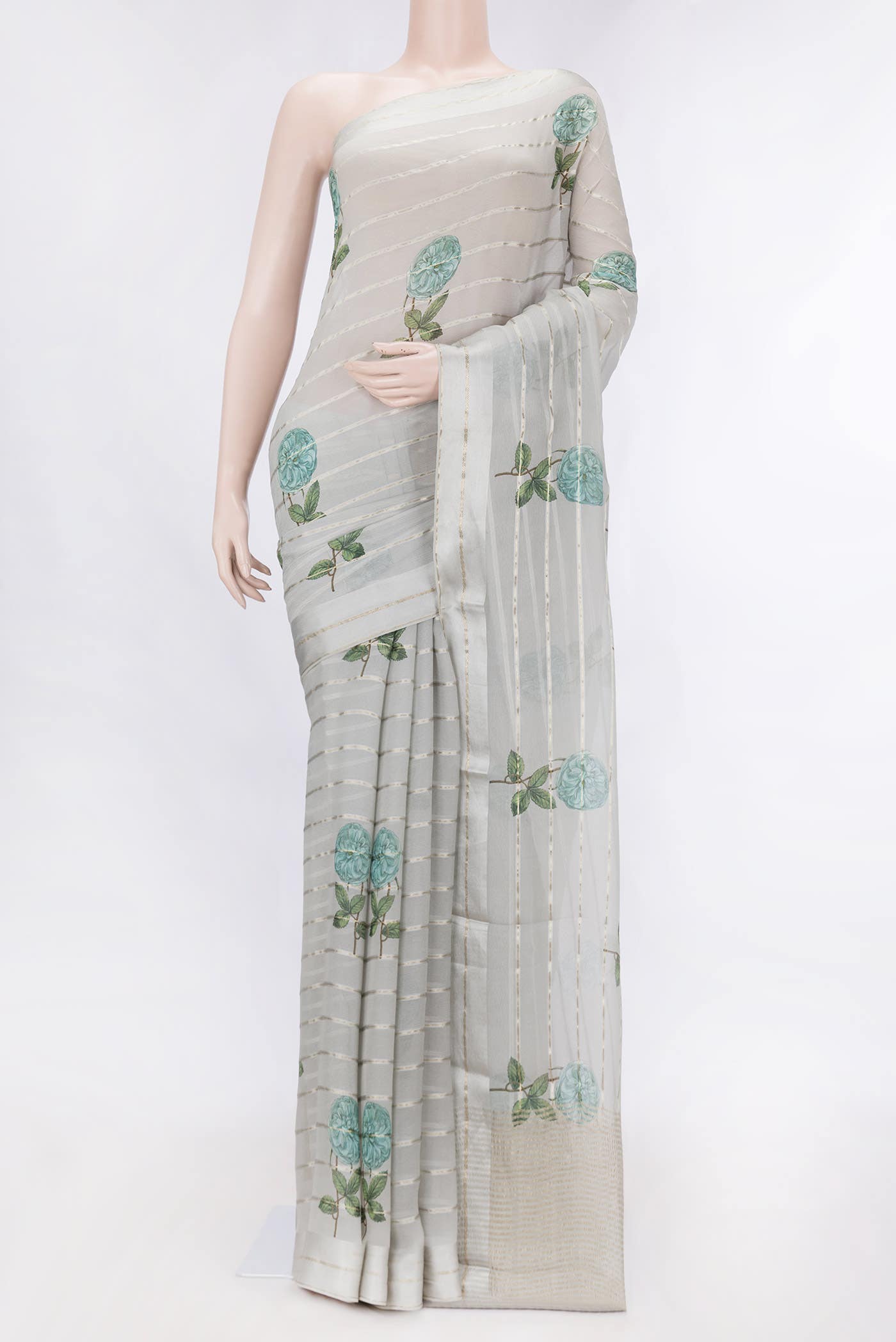 Pista Green Dual Tone Mysore Crepe Saree